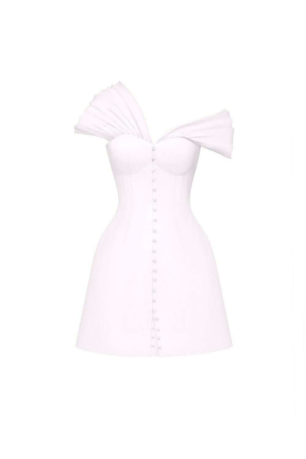 Solid Single Breasted Off-Shoulder Mini Dress