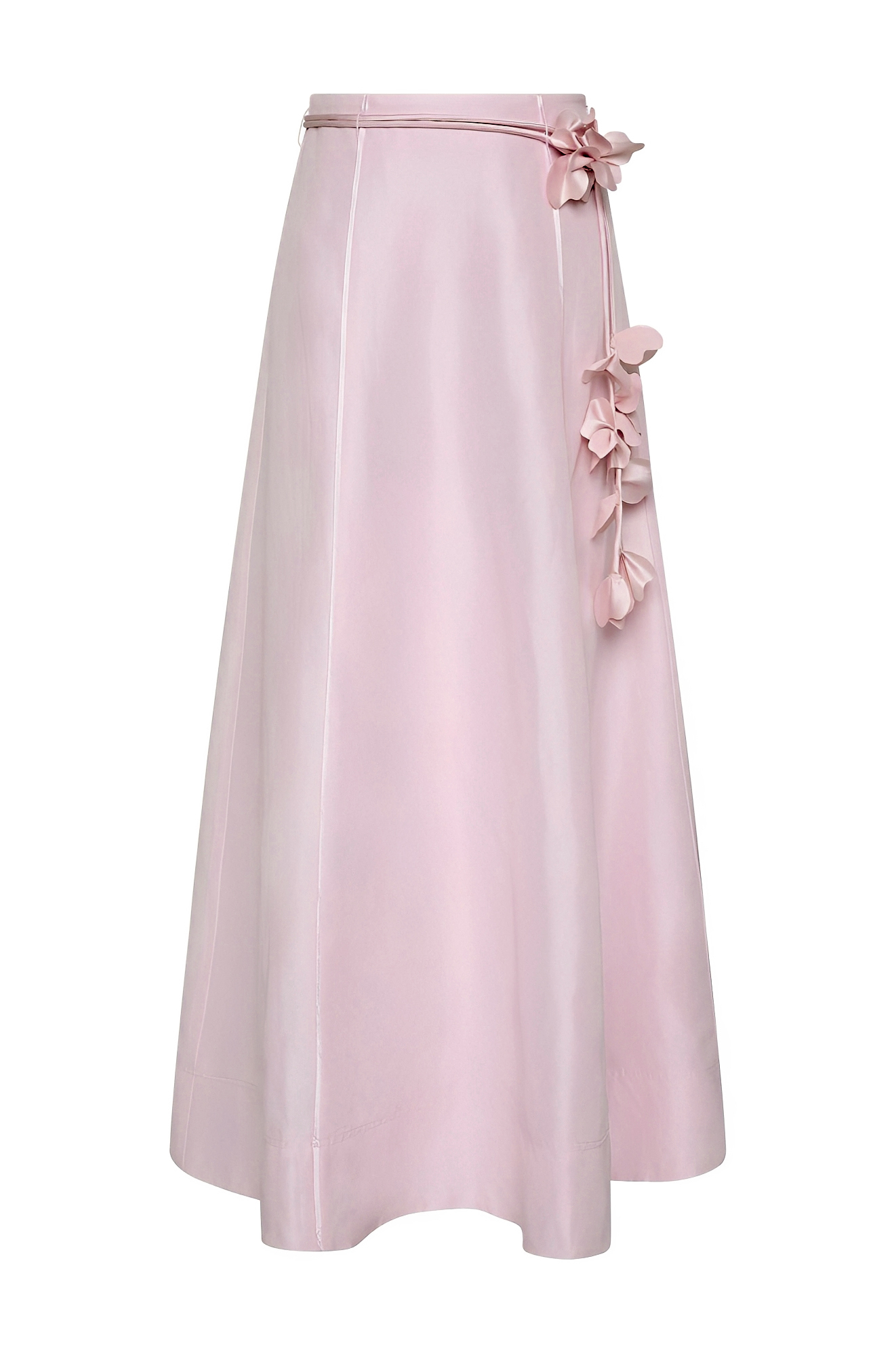 Satin 3D Flower Sleeveless Top & Mid Waist Skirt Set