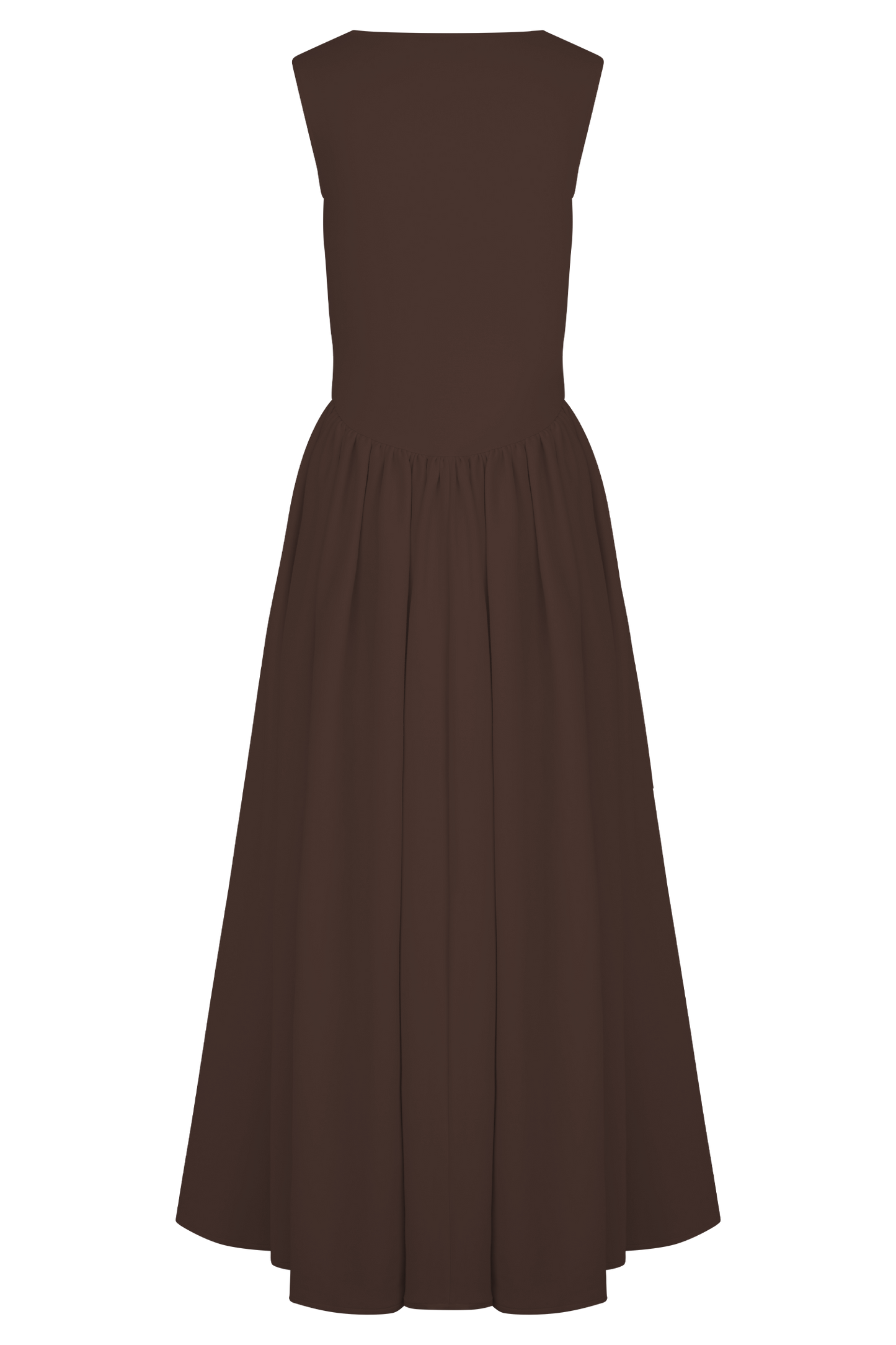 Solid Square Collar Gathering Midi Dress