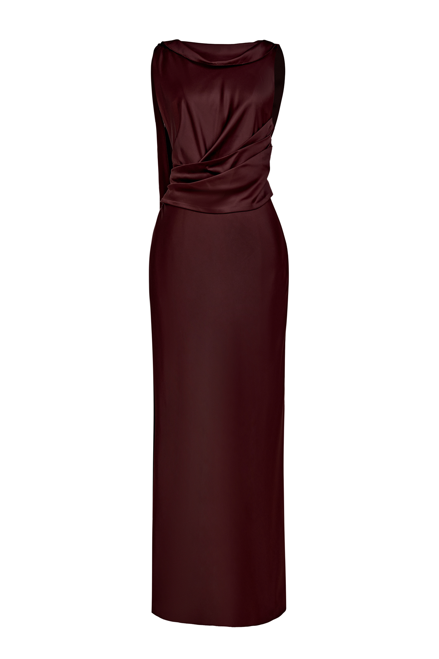 Satin Cape Sleeve Backless Maxi Dress