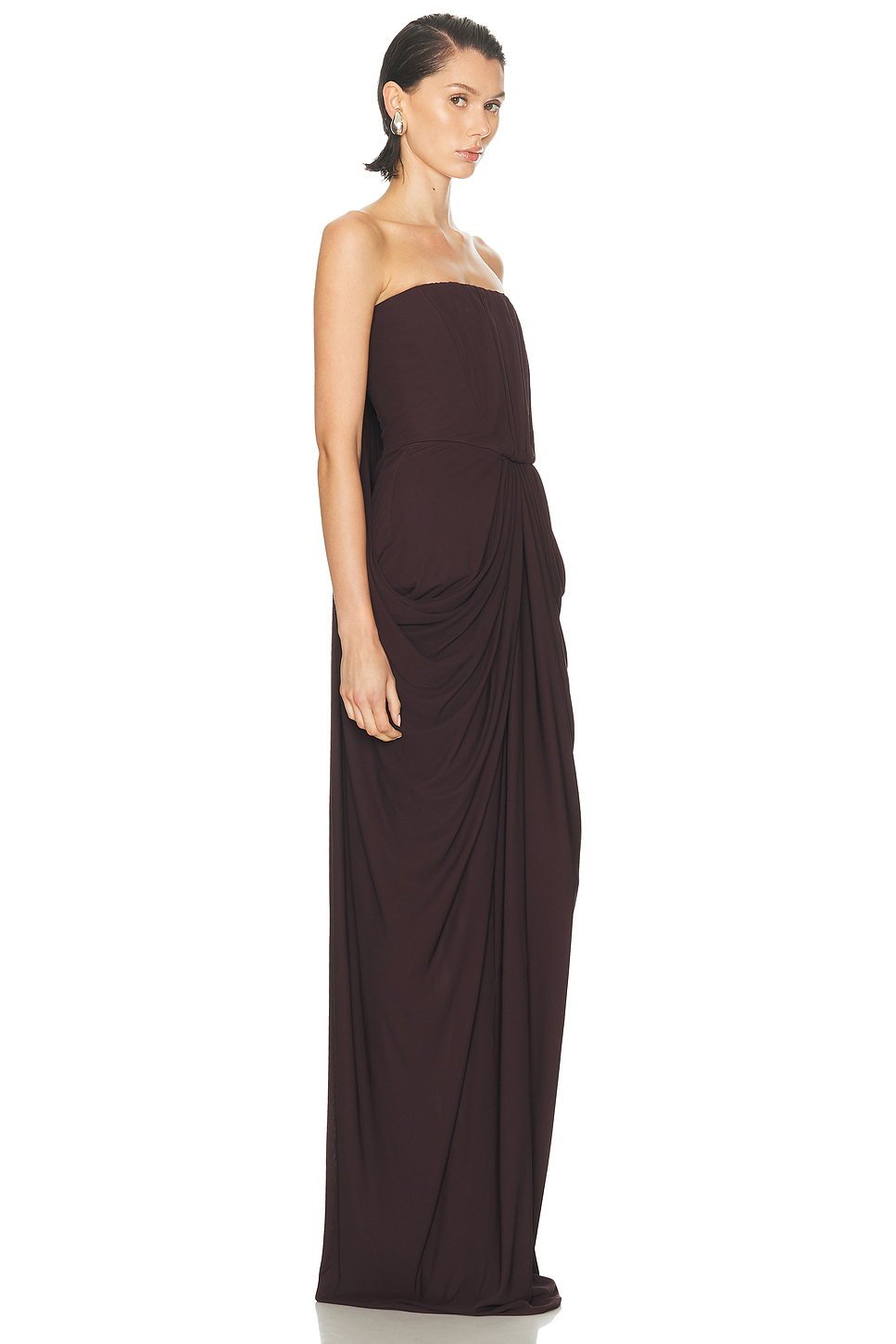 Solid Off-Shoulder Pleated Maxi Dress