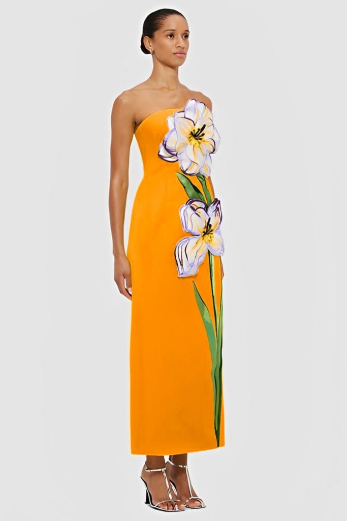 Appliquéd Round Neck Sleeveless Maxi Dress