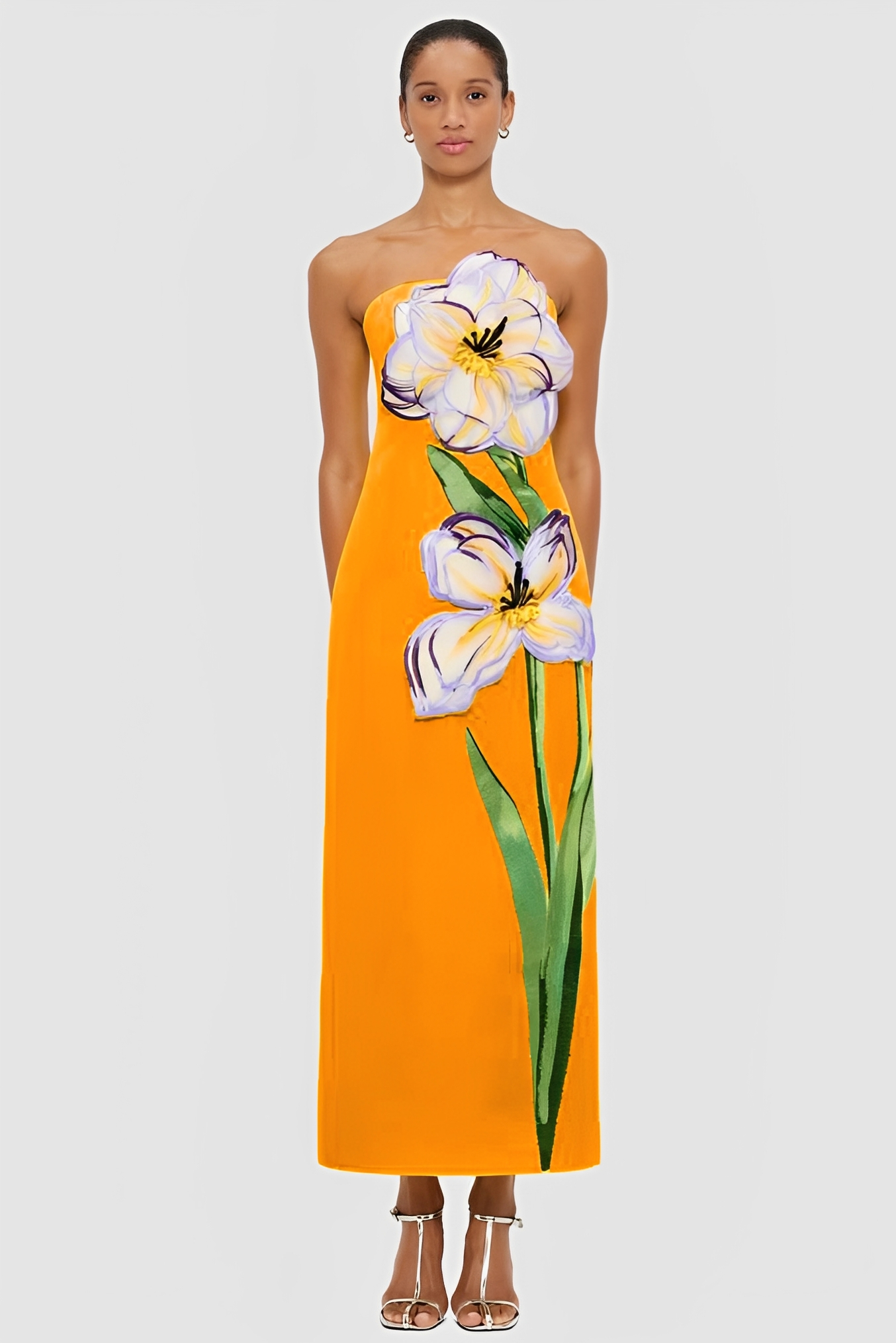 Appliquéd Round Neck Sleeveless Maxi Dress