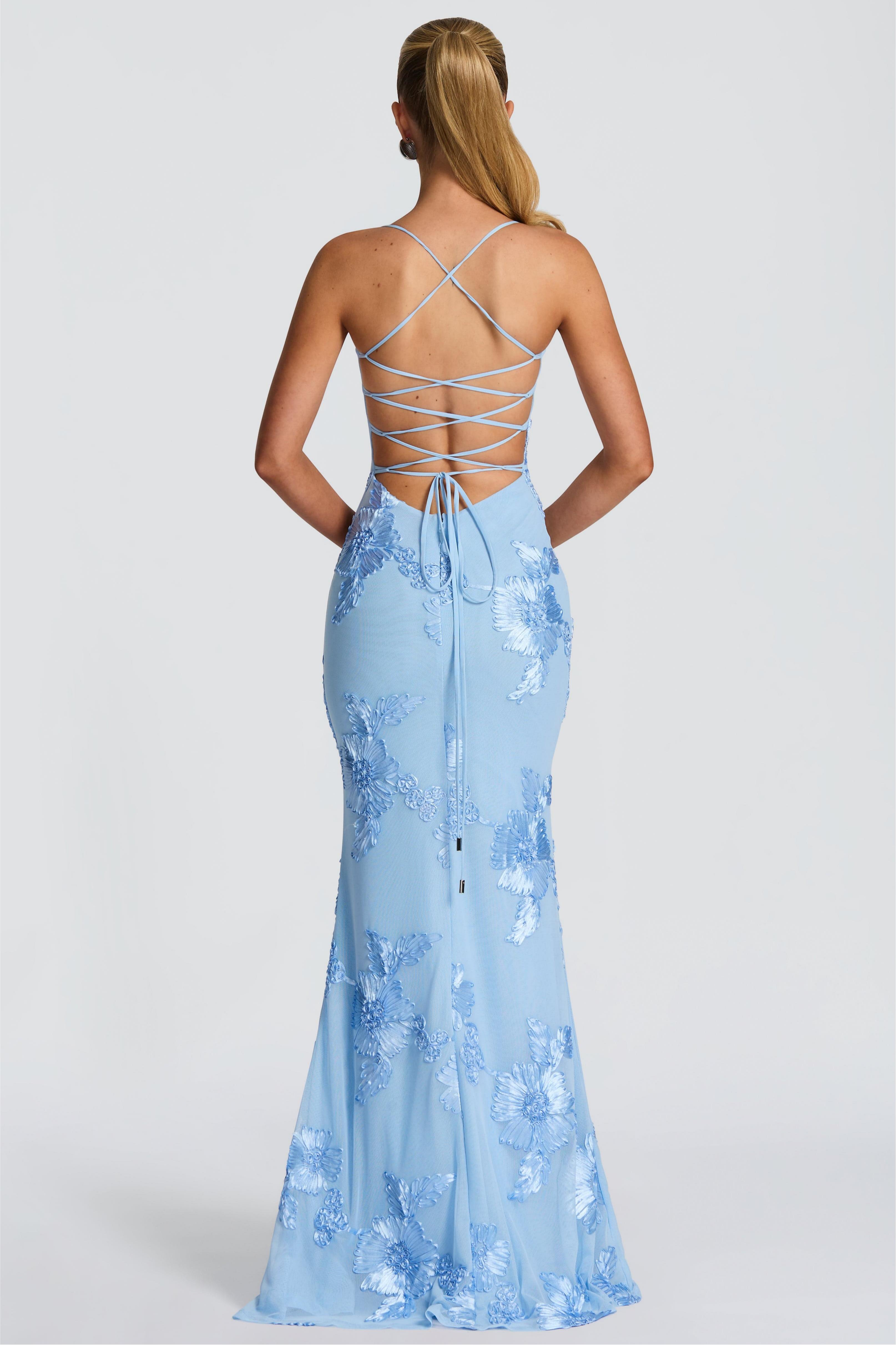 Mesh Embroidered Slip Maxi Dress