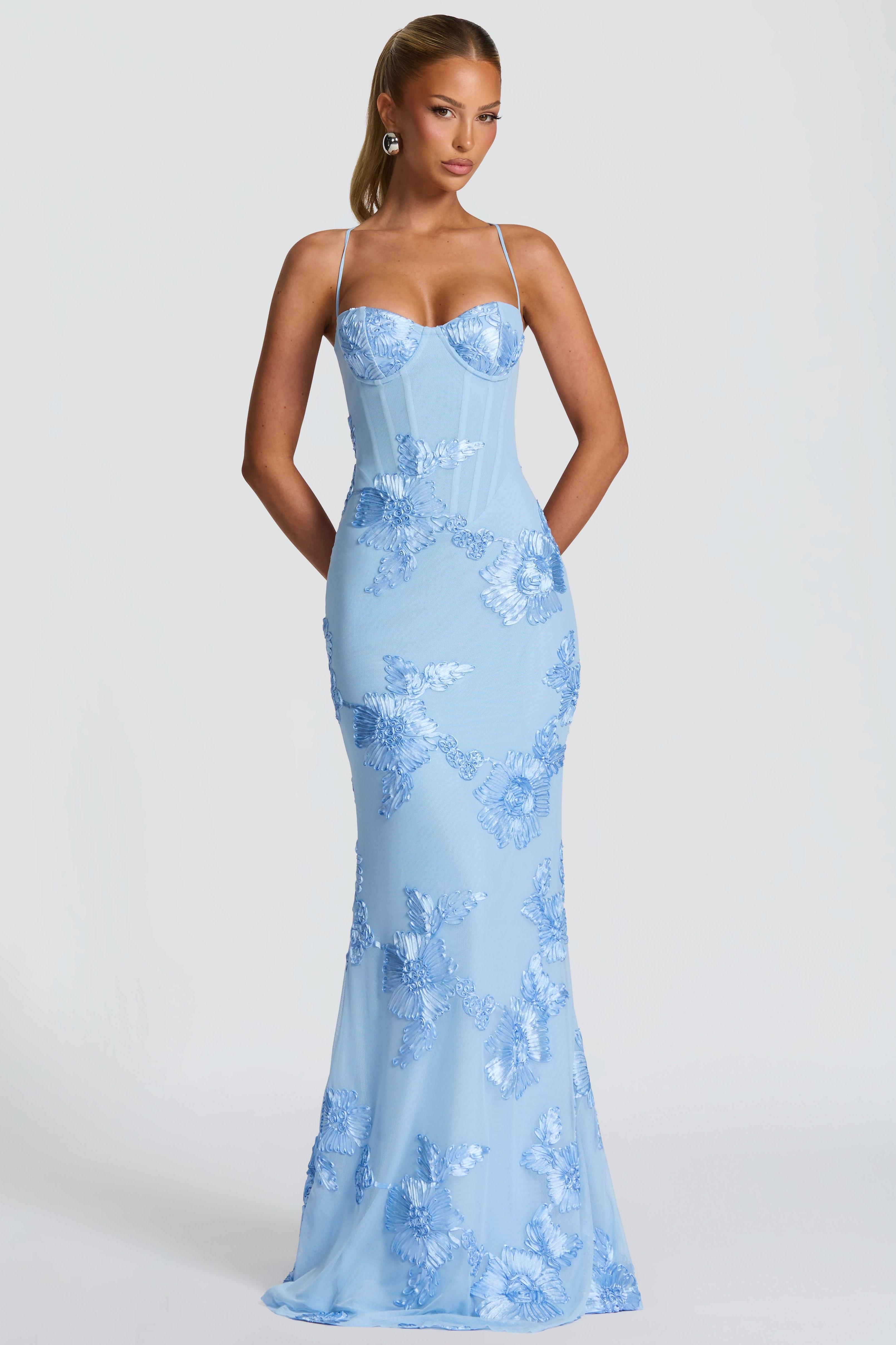 Mesh Embroidered Slip Maxi Dress