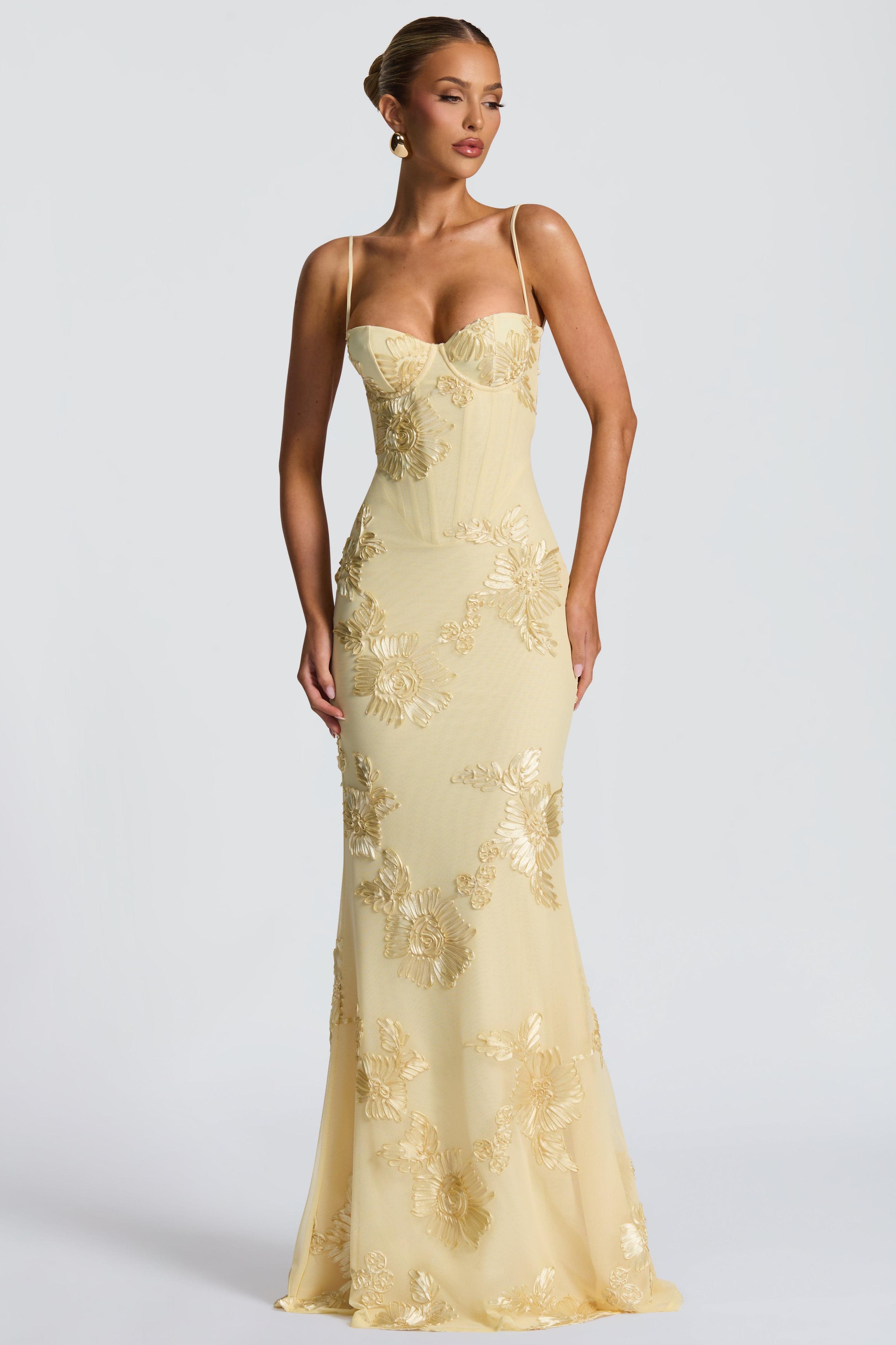 Mesh Embroidered Slip Maxi Dress