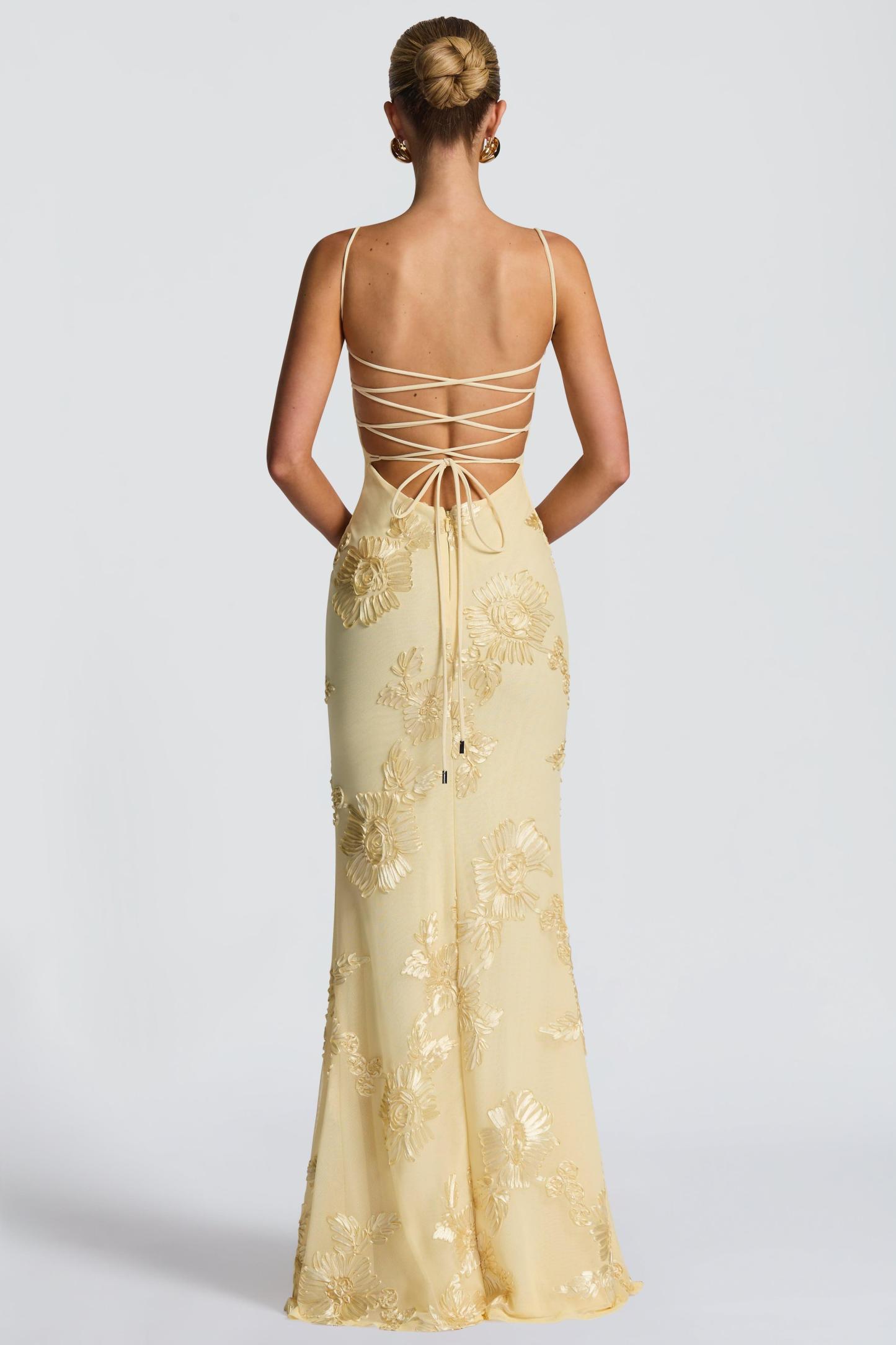 Mesh Embroidered Slip Maxi Dress