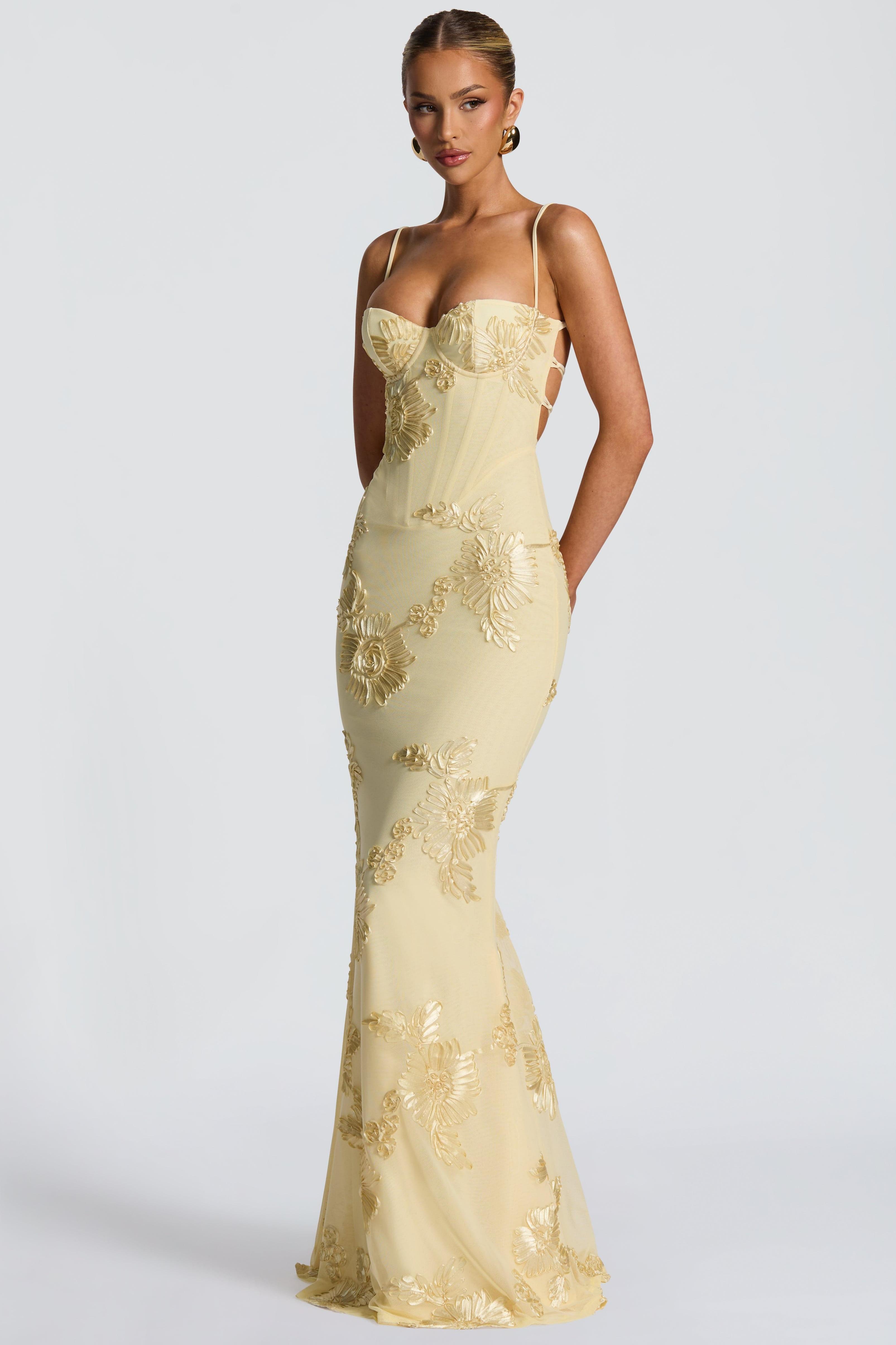 Mesh Embroidered Slip Maxi Dress