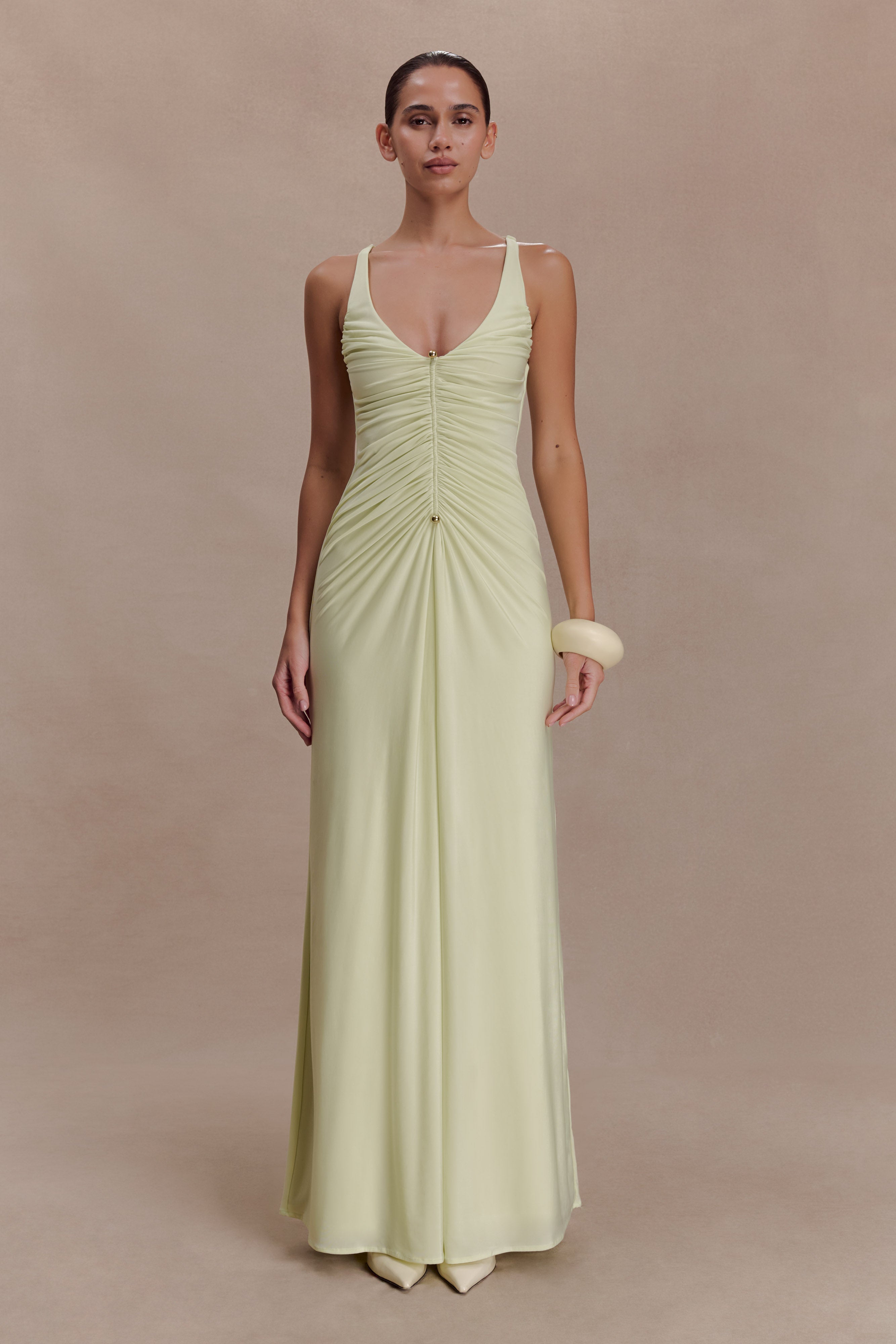 Jersey Gathering Sleeveless Maxi Dress