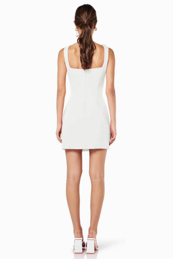 Jersey 3D FlowerSquare Collar Mini Dress