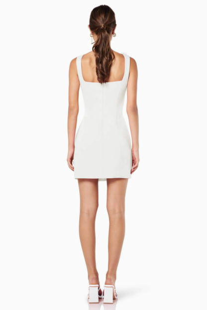 Jersey 3D FlowerSquare Collar Mini Dress