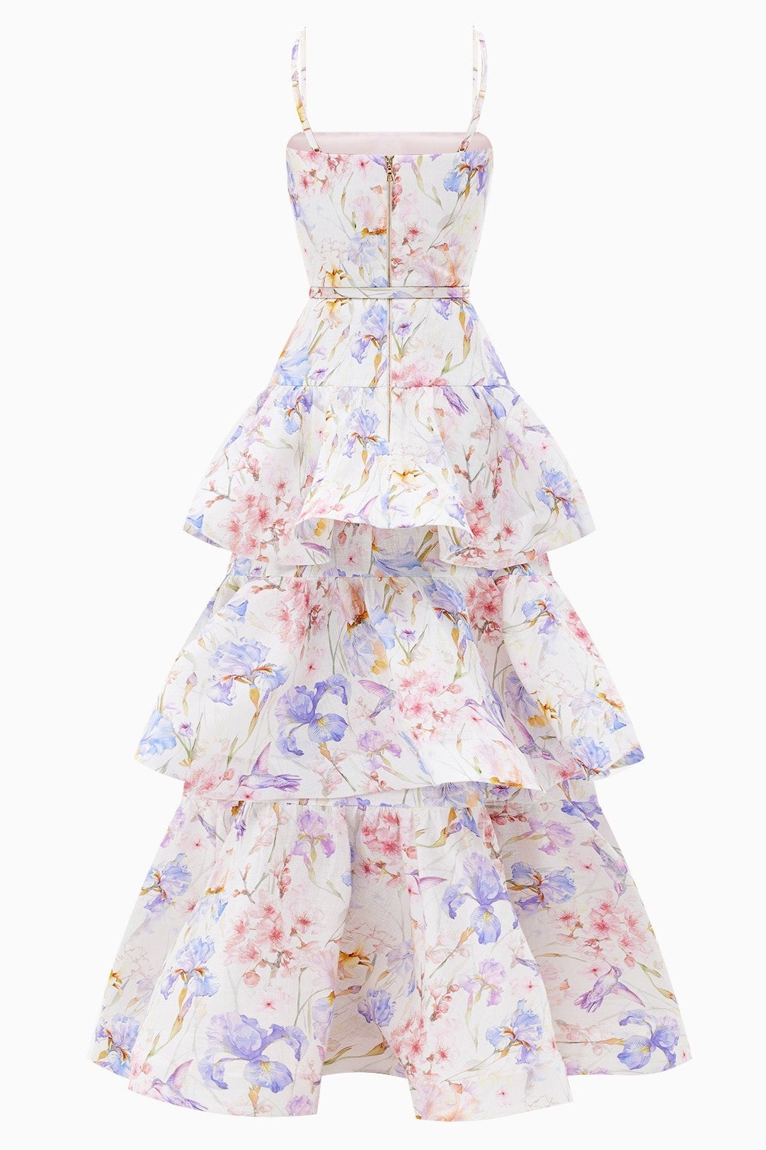 Floral Slip Ruffle Maxi Dress With Belt