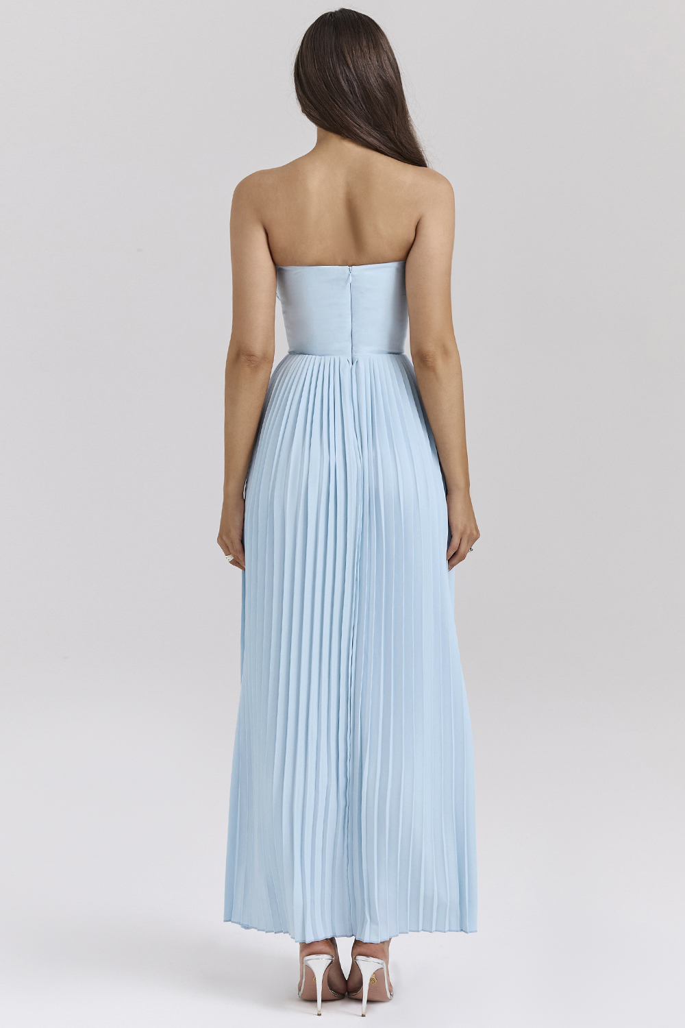 Solid  Pleated Off Shoulder Maxi Dress