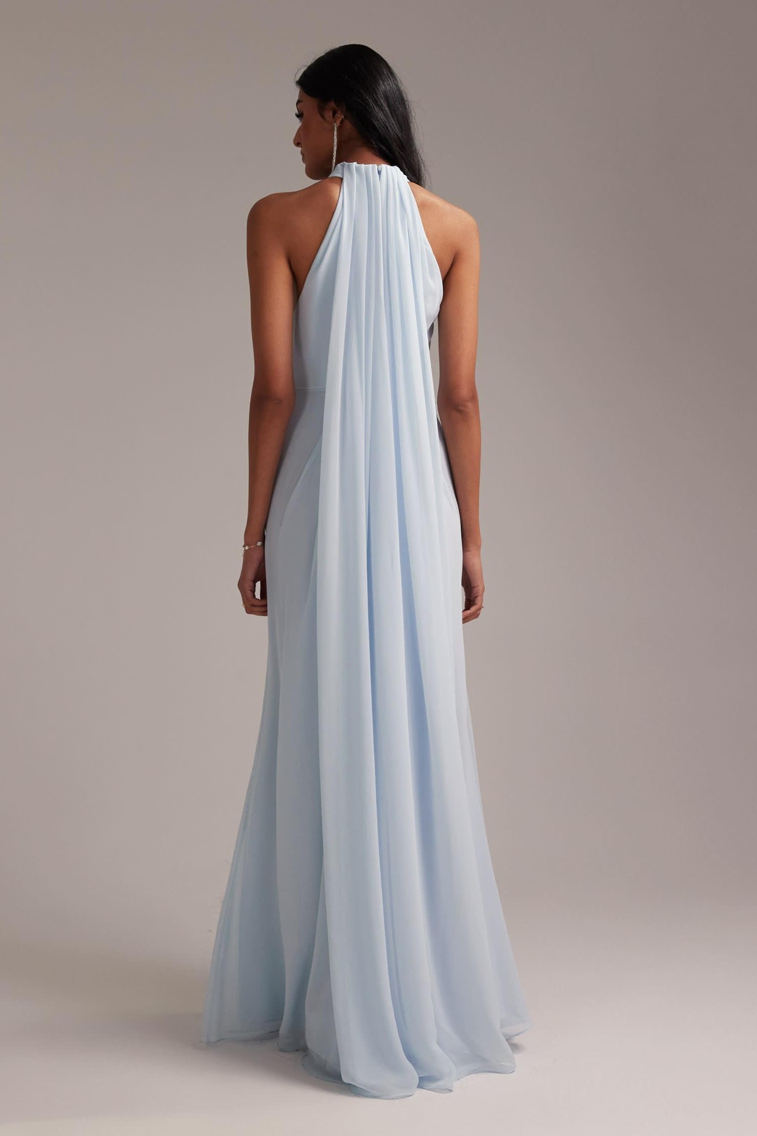 Chiffon Ruched Sleeveless Maxi Dress