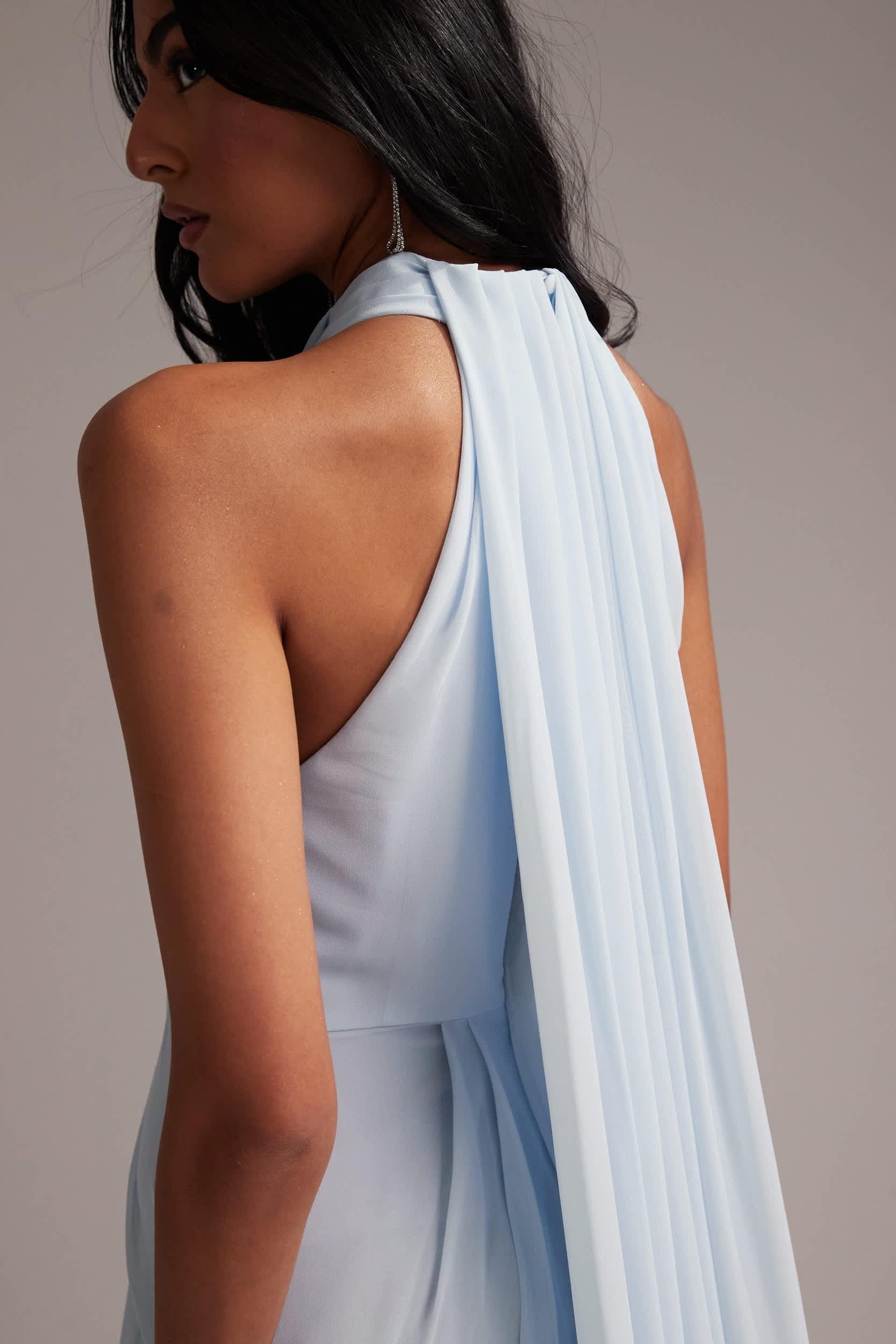 Chiffon Ruched Sleeveless Maxi Dress