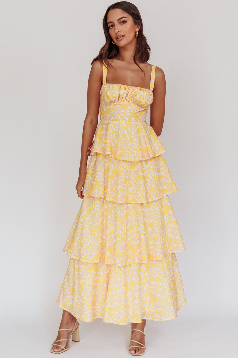 Floral Ruffle Tie-Up Midi Dress