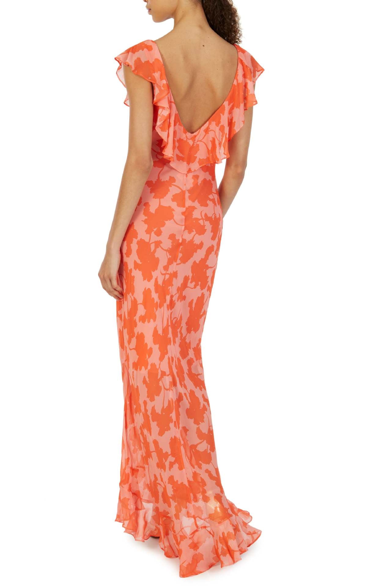 Floral Ruffle V-Neck Midi Dress