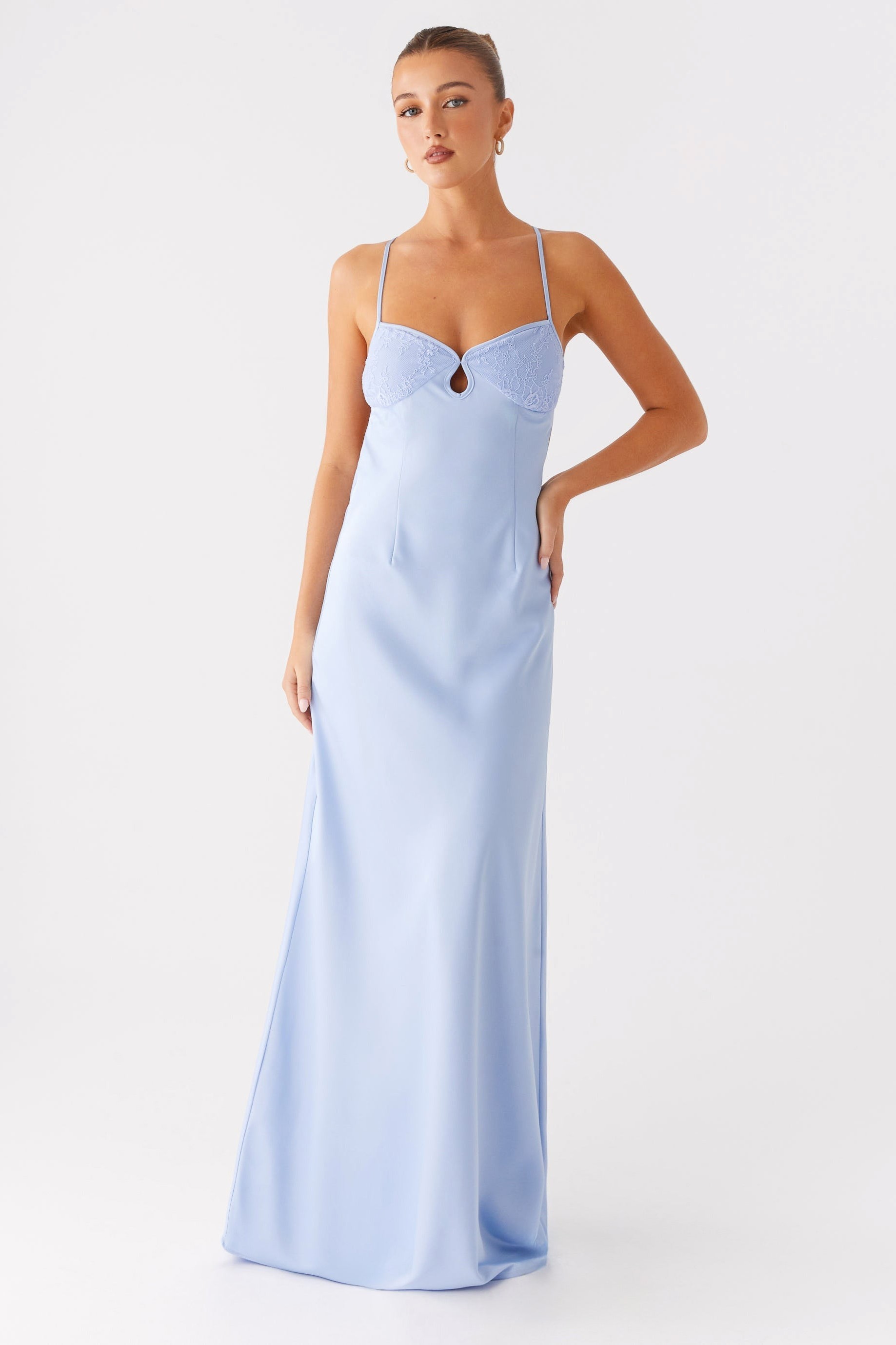 Lace Backless Maxi Dress With Sash