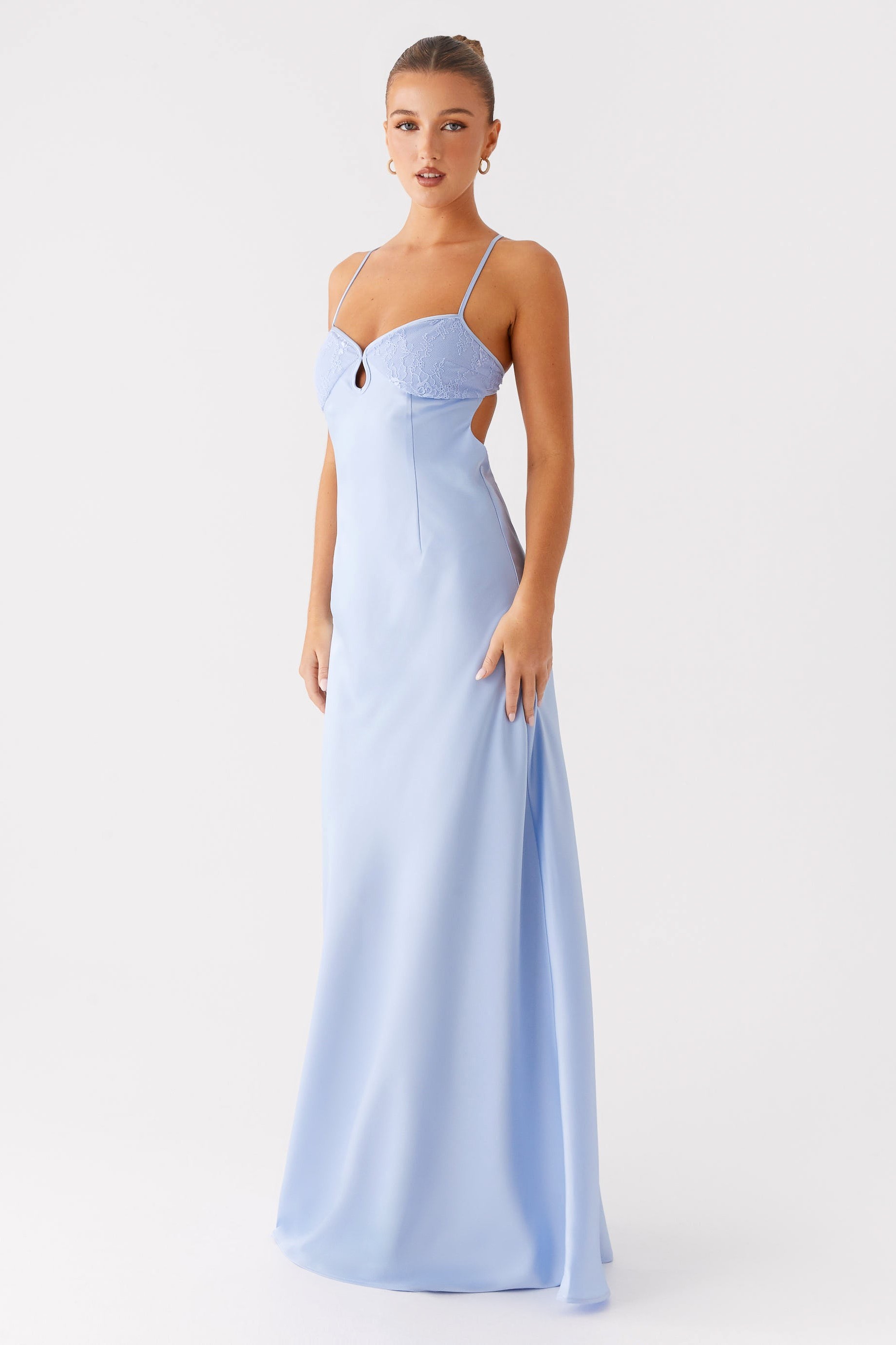 Lace Backless Maxi Dress With Sash