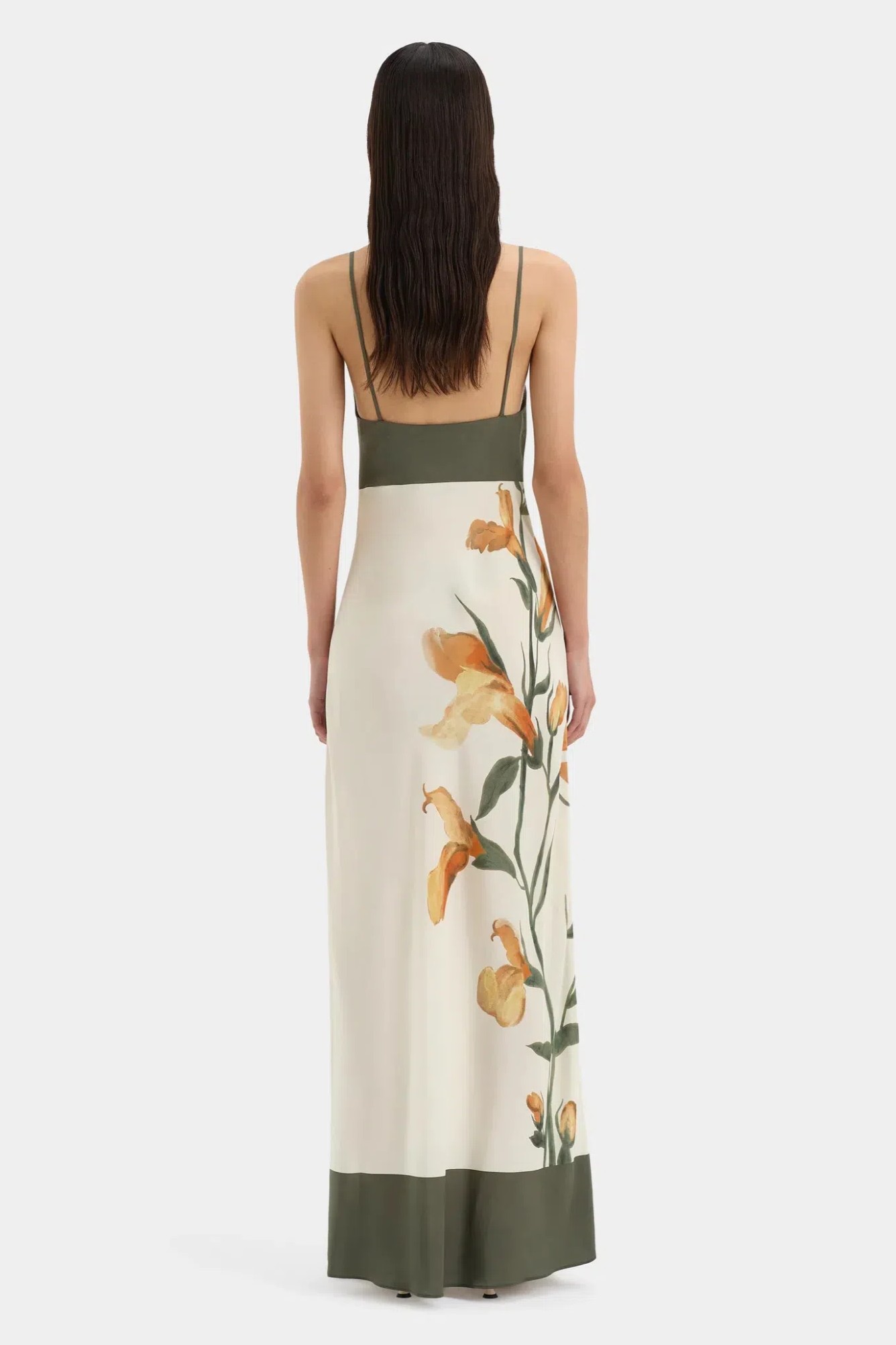 Floral Contrast Color Slip Midi Dress
