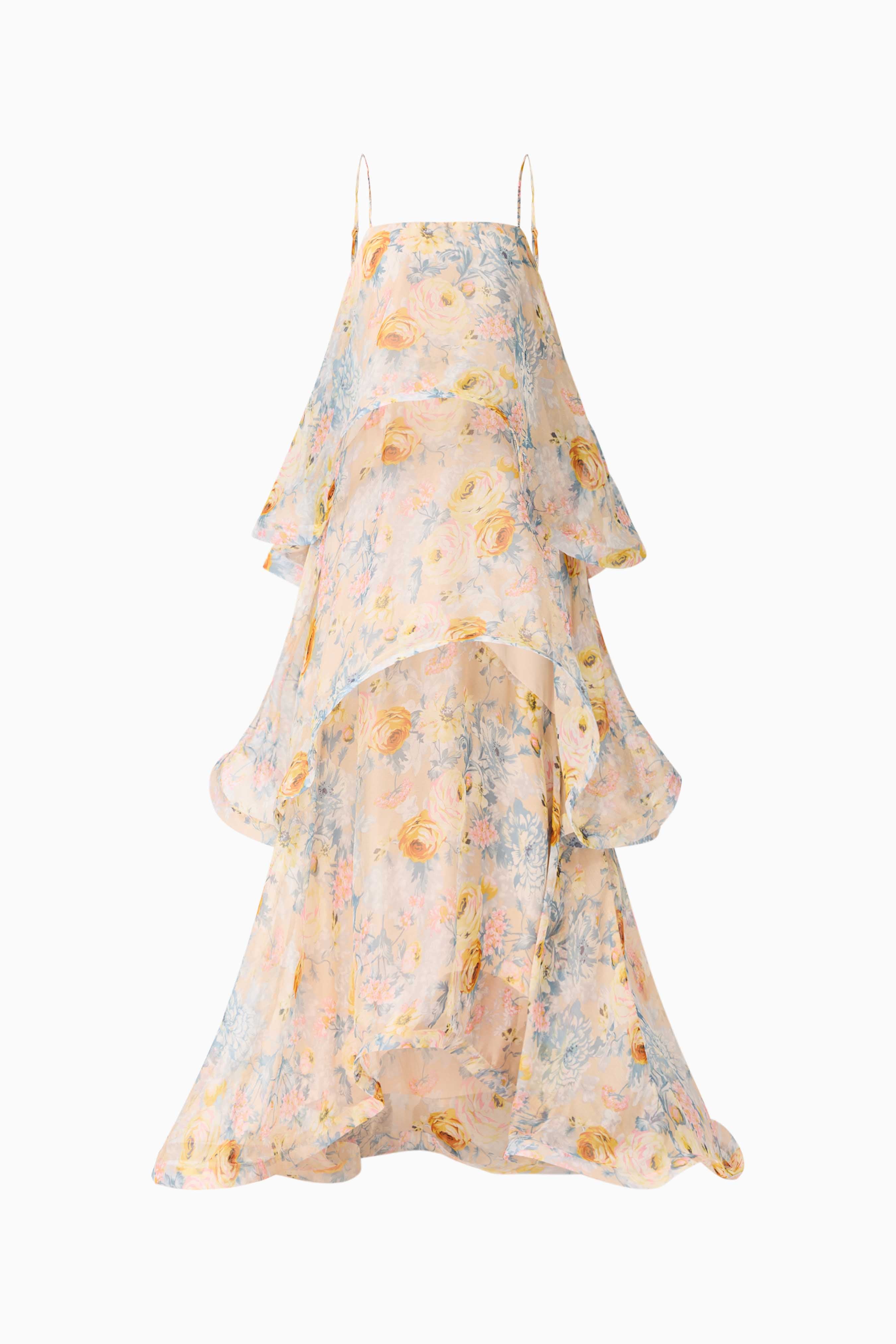 Floral Ruffle Slip Midi Dress