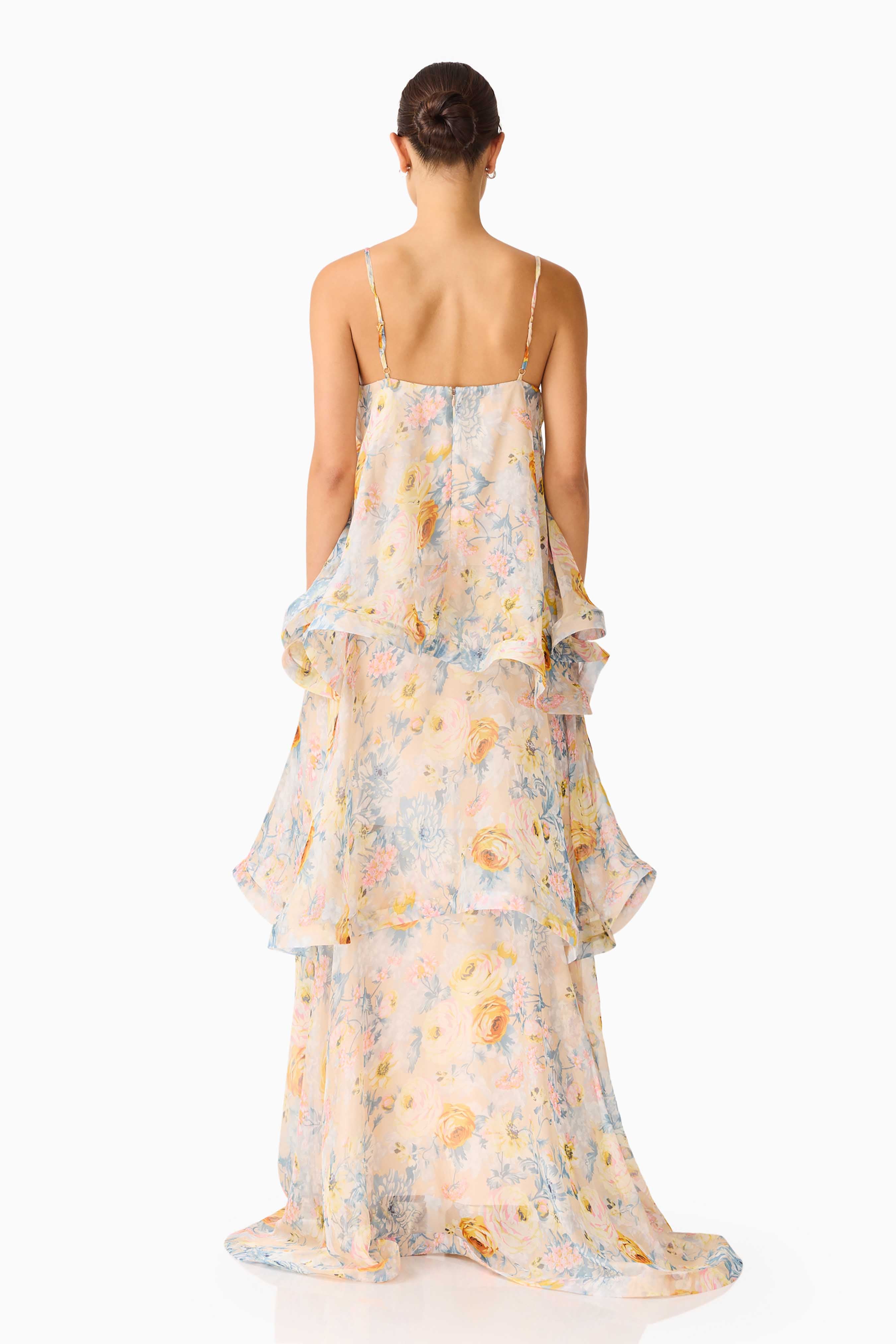 Floral Ruffle Slip Midi Dress