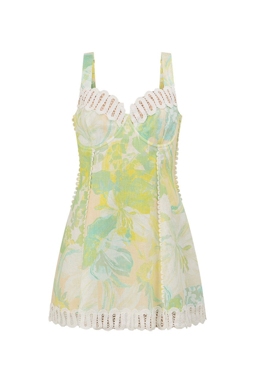 Floral Lace Sweetheart Neck Mini Dress