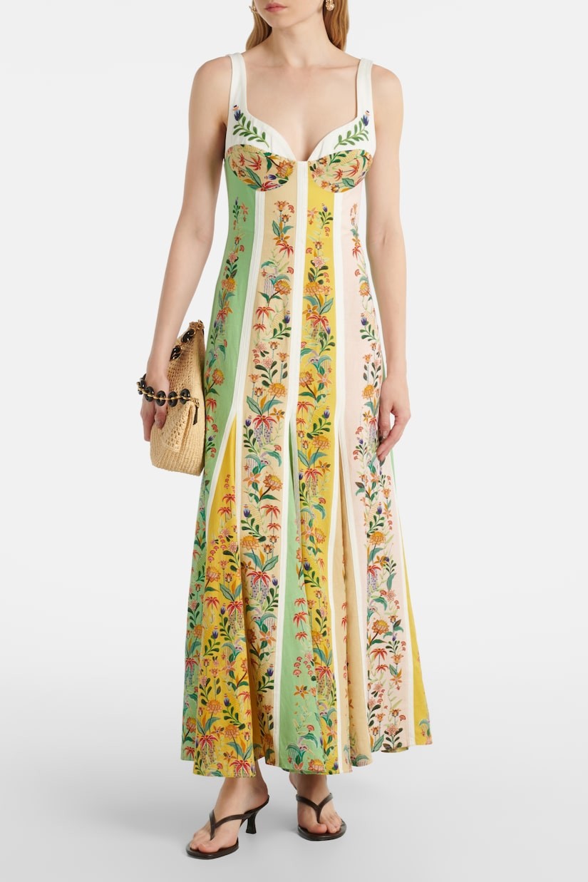Floral Sweetheart Neck Slip Midi Dress