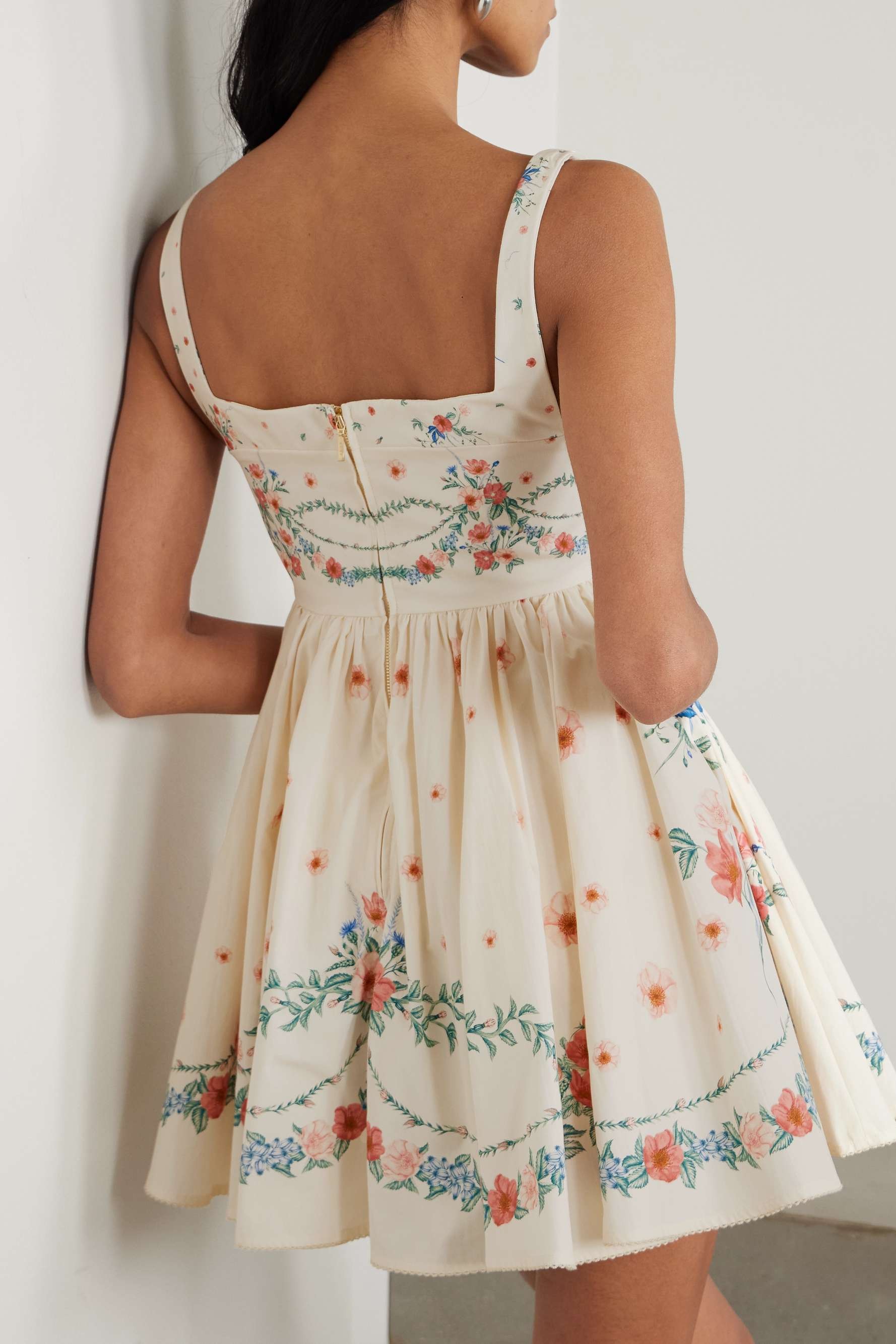 Floral Square Collar Slip Mini Dress