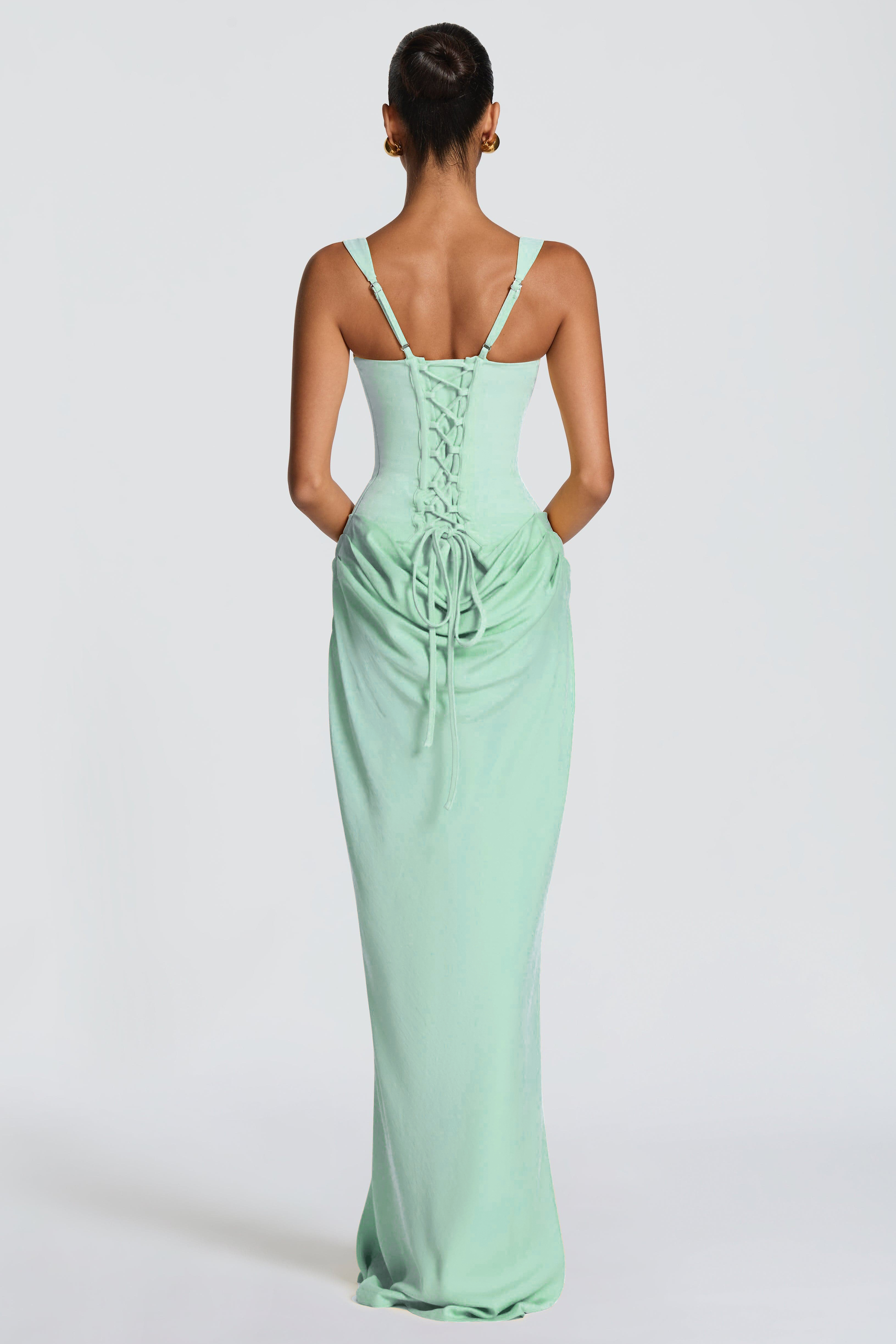 Satin Splicing Ruched Maxi Dress
