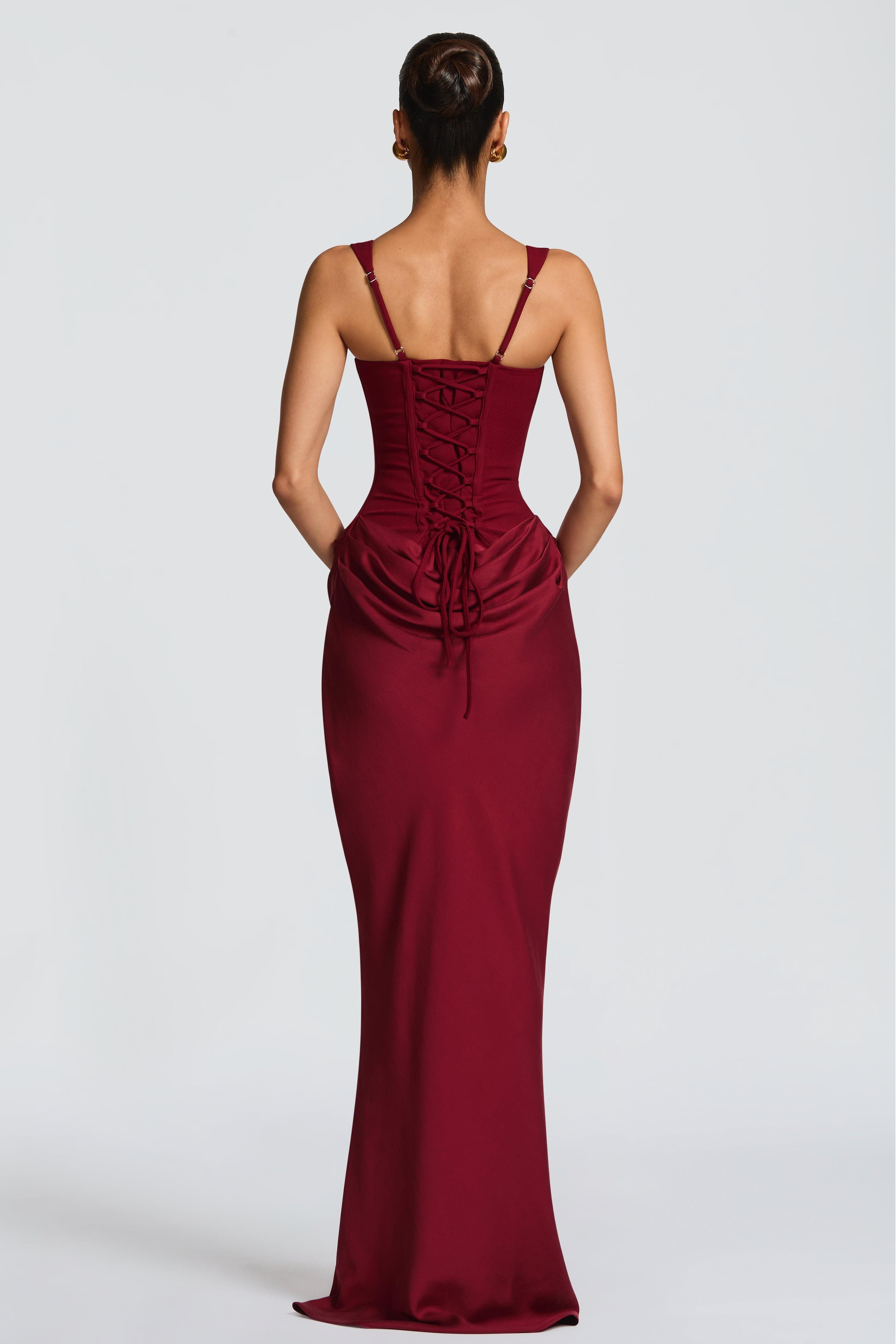 Satin Splicing Ruched Maxi Dress