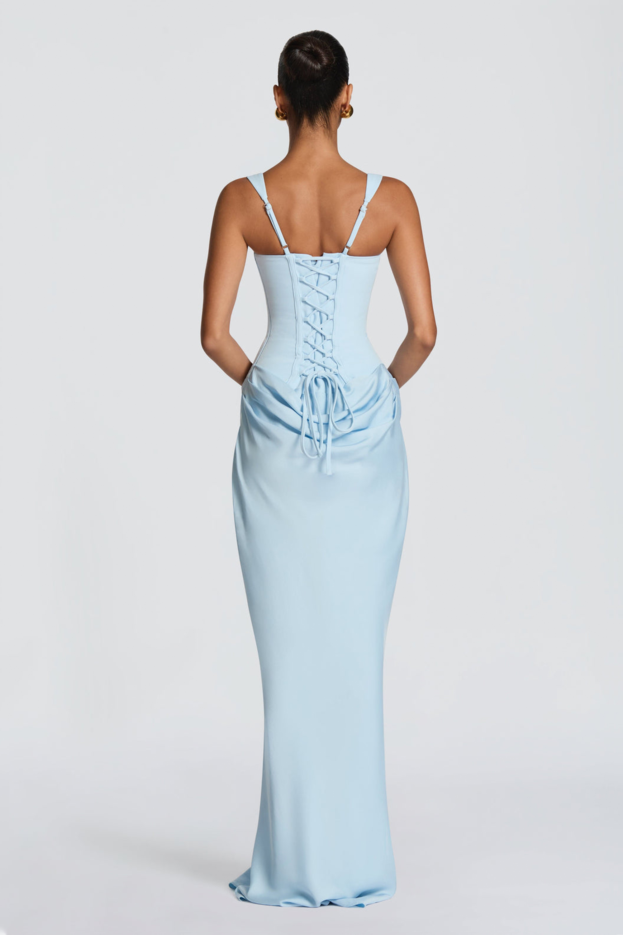 Satin Splicing Ruched Maxi Dress