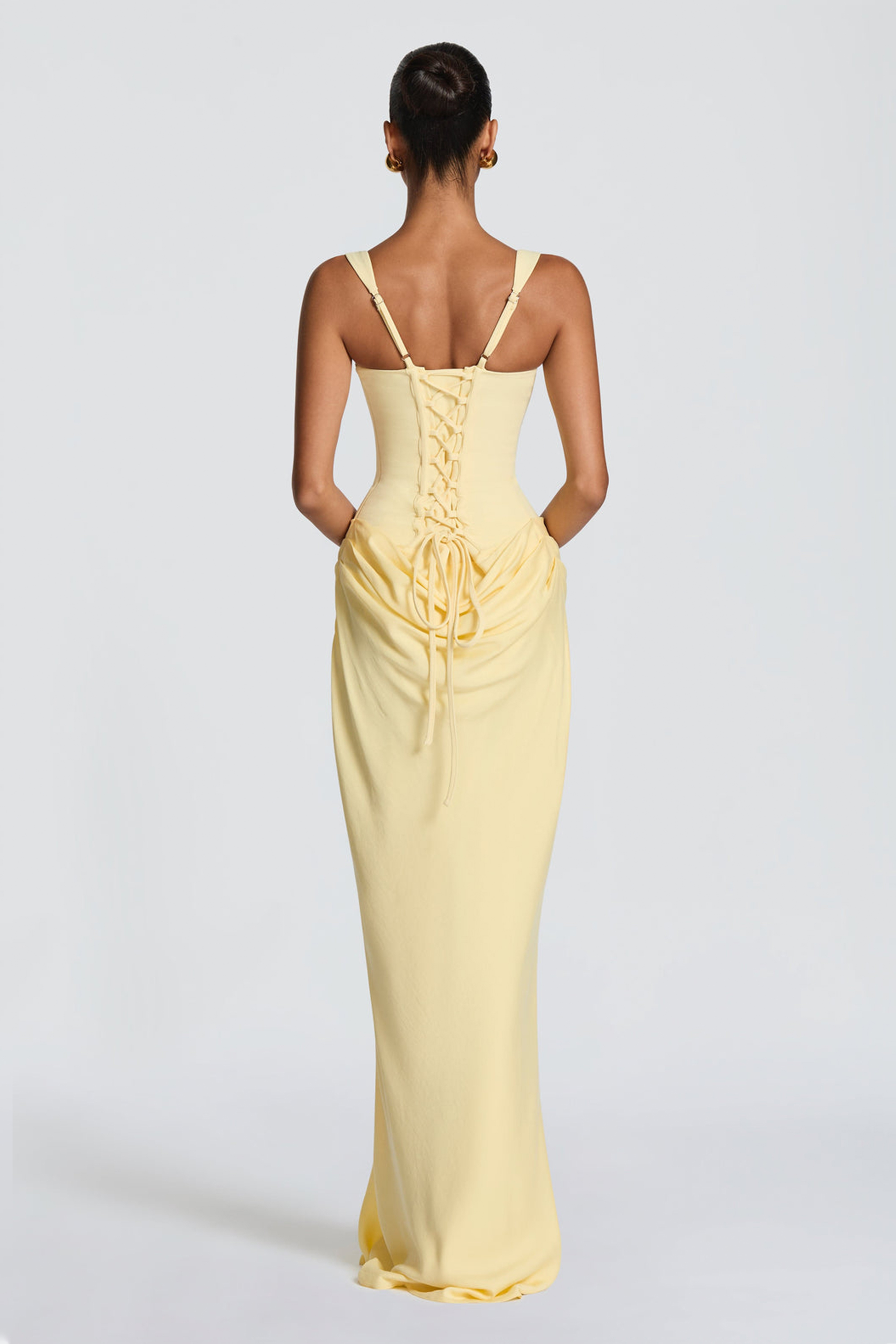 Satin Splicing Ruched Maxi Dress