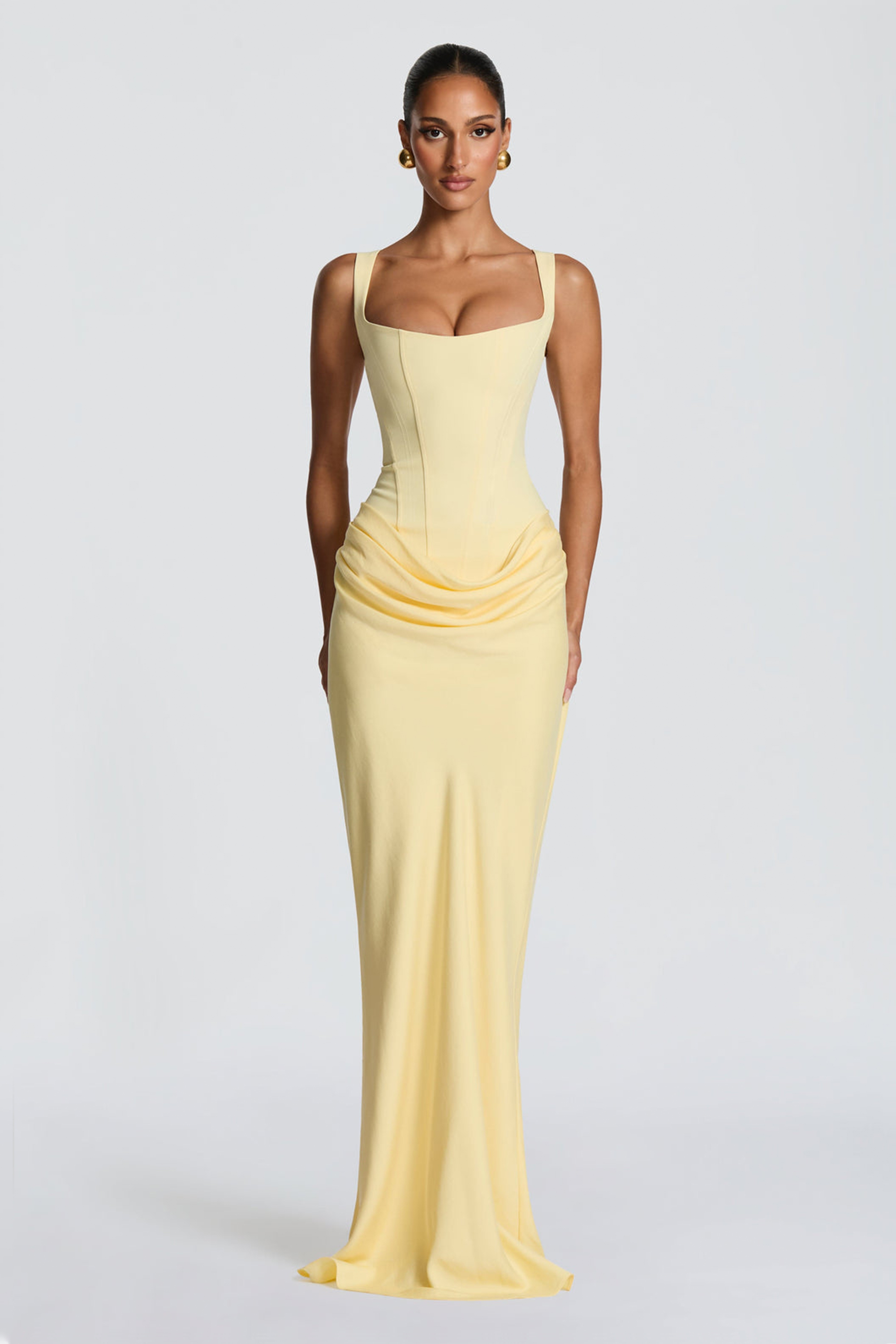 Satin Splicing Ruched Maxi Dress