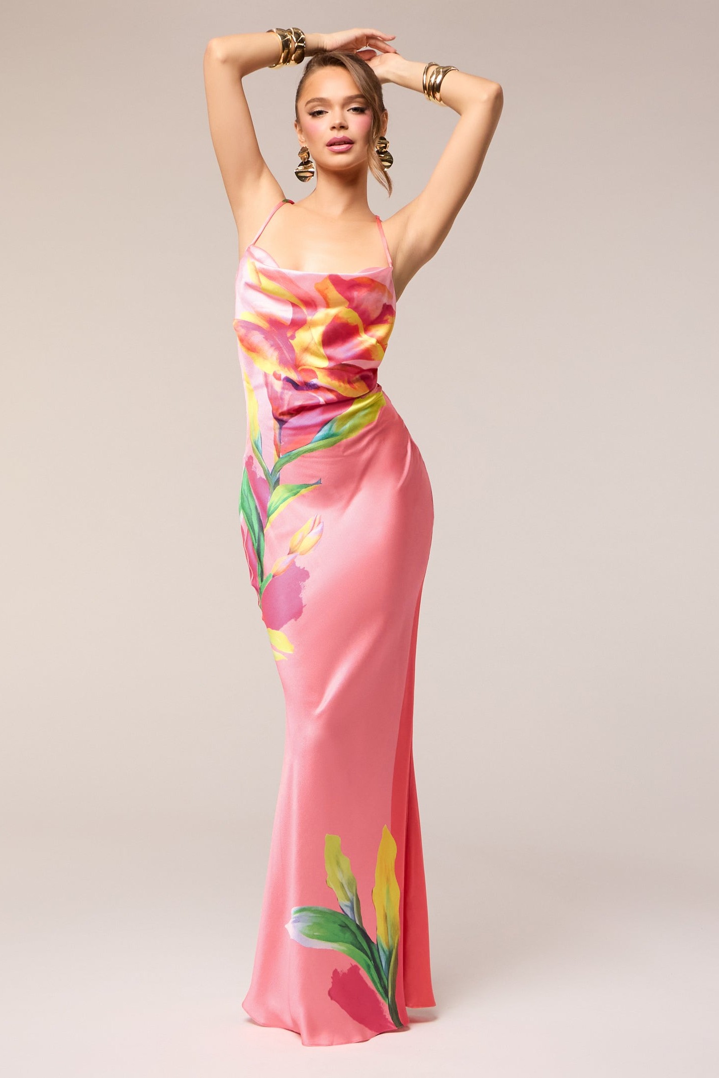 Floral Swing Collar Backless Maxi Dress