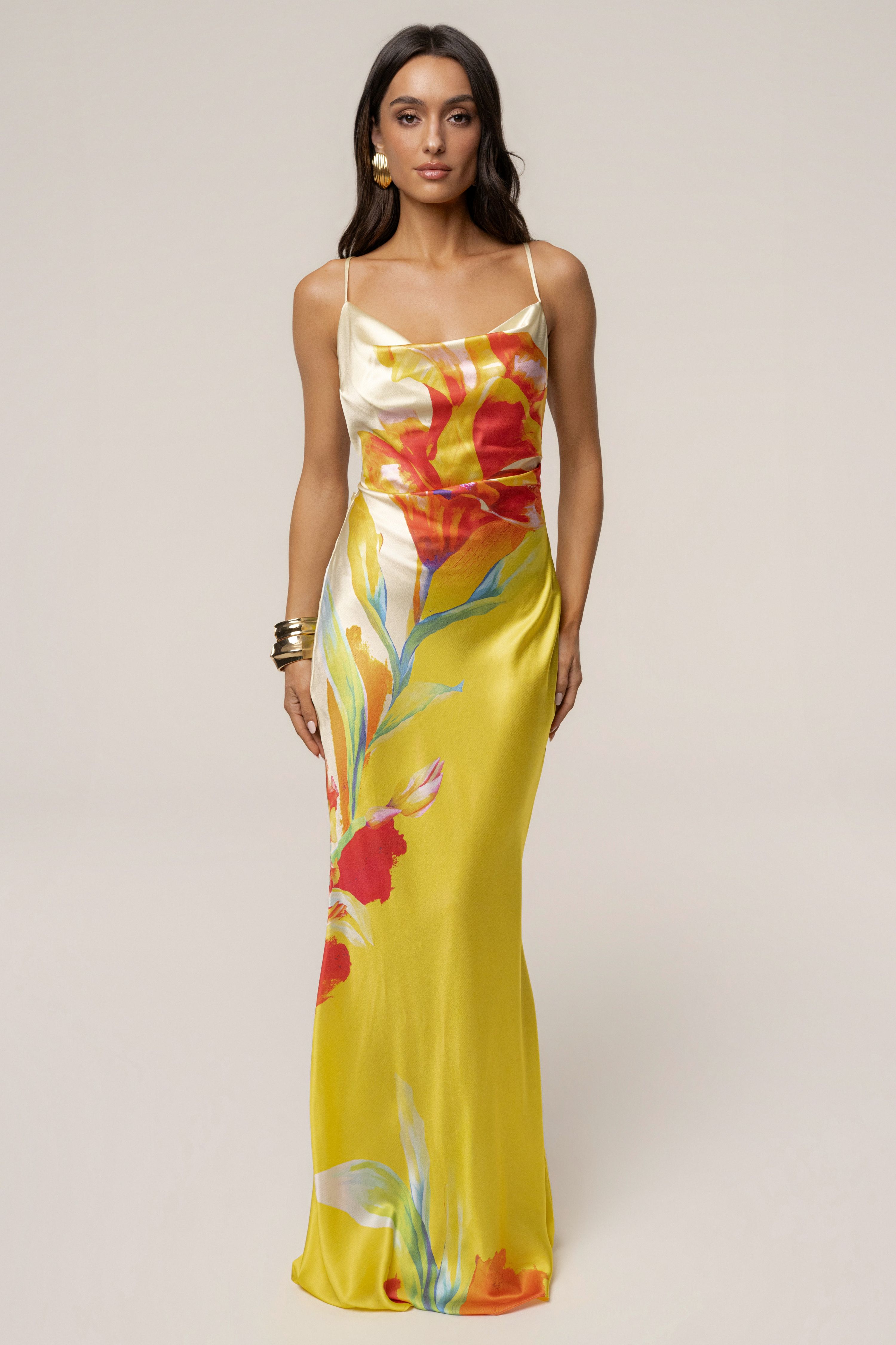 Floral Swing Collar Backless Maxi Dress