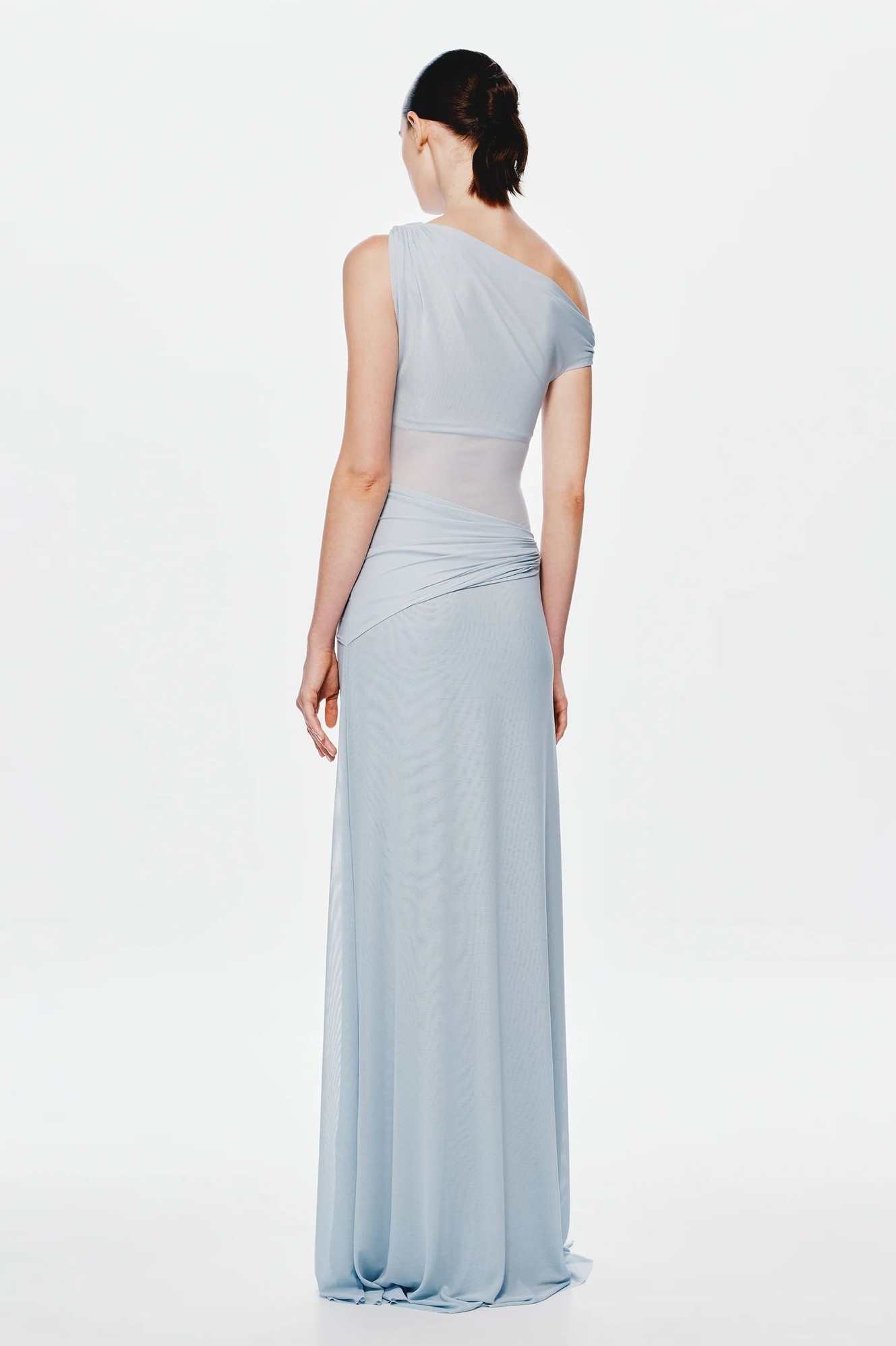 Knotted One Shoulder Ruched Maxi Dress