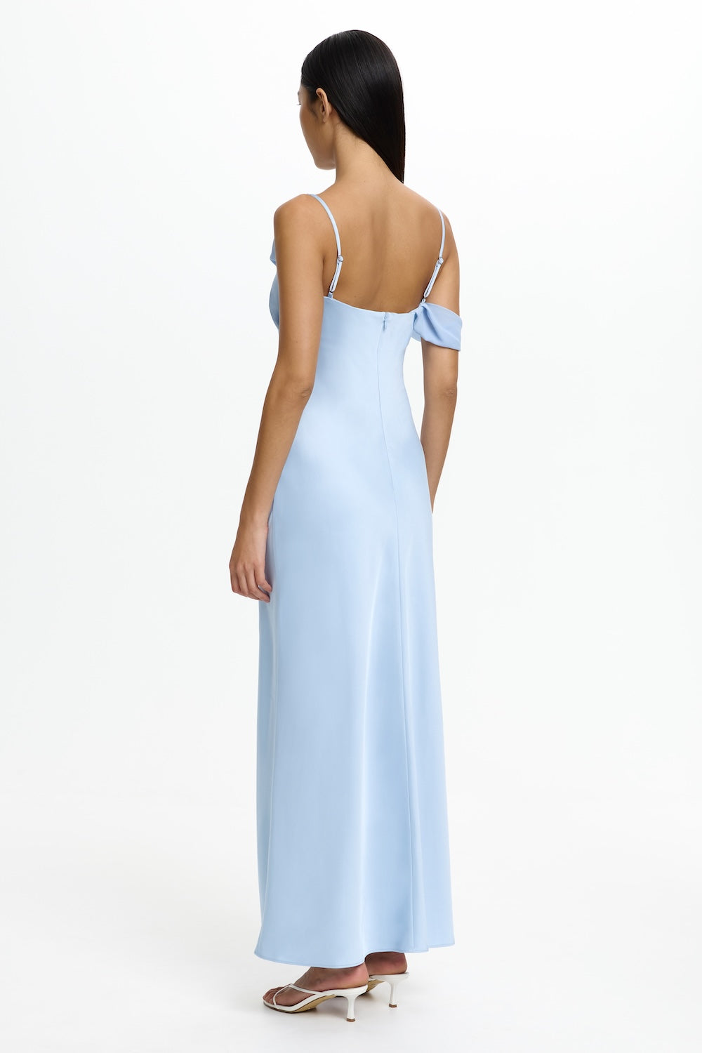 Satin Chiffon Asymmetrical Midi Dress