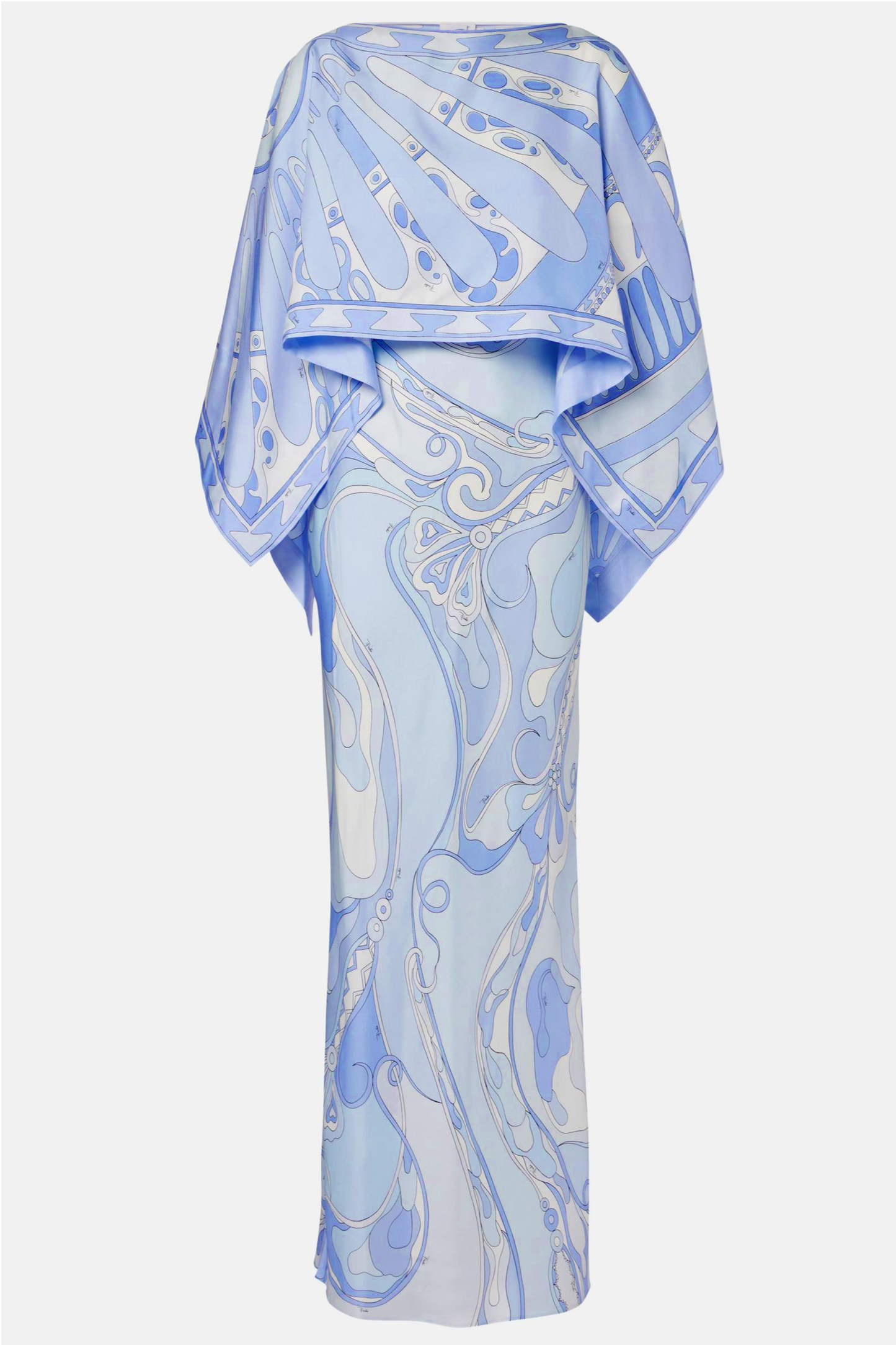 Abstract Print Slip Maxi Dress With Cape