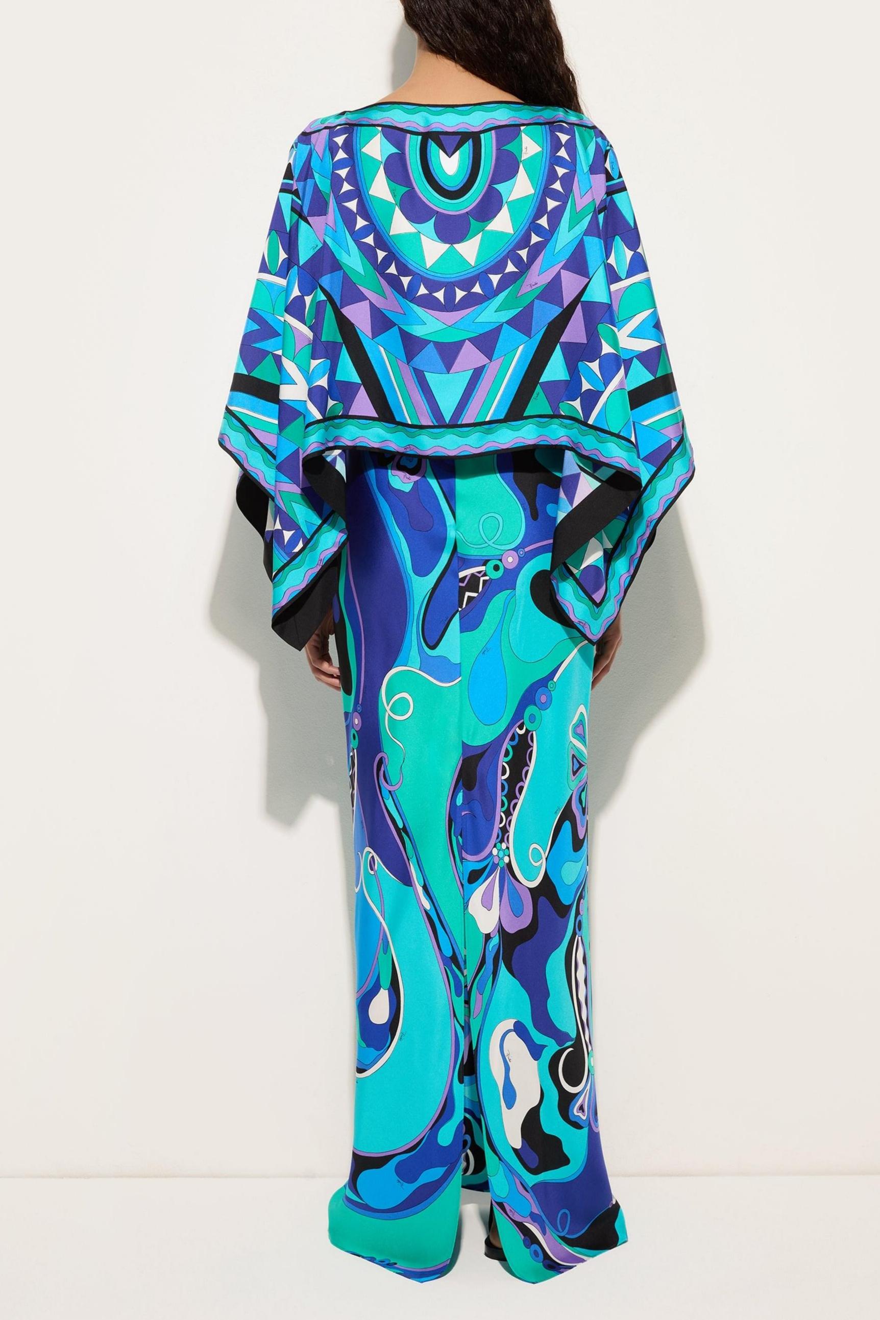 Abstract Print Slip Maxi Dress With Cape