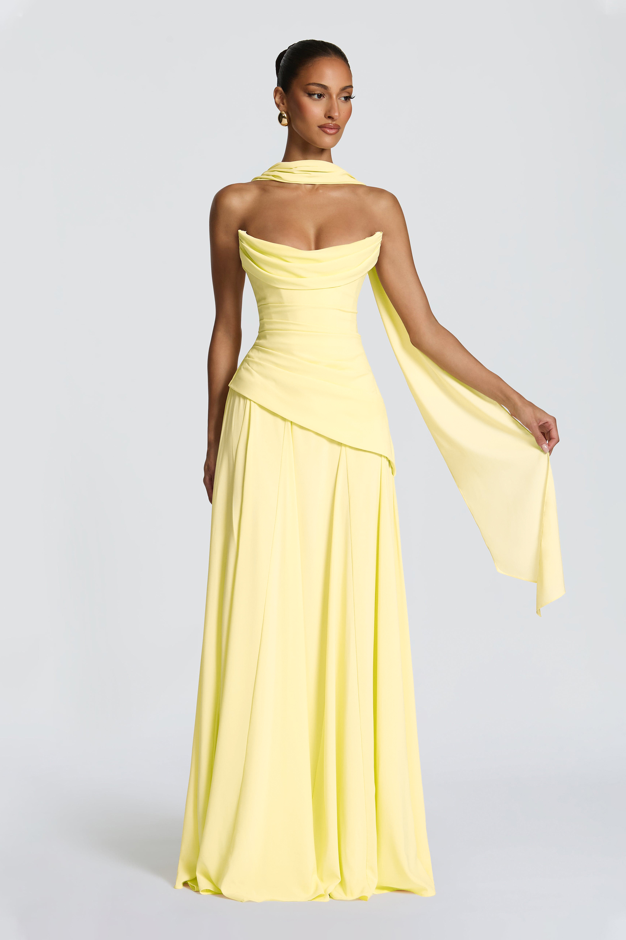 Solid Off-Shoulder Tie-Up Maxi Dress