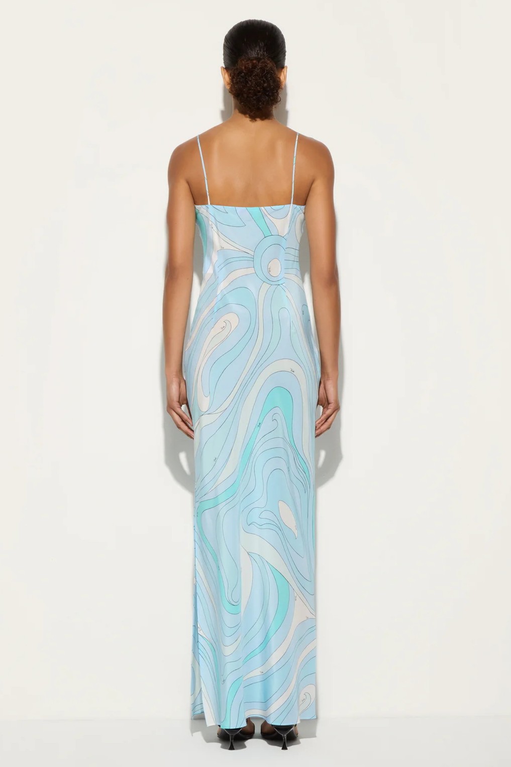 Satin Abstract Print  Slip Maxi Dress