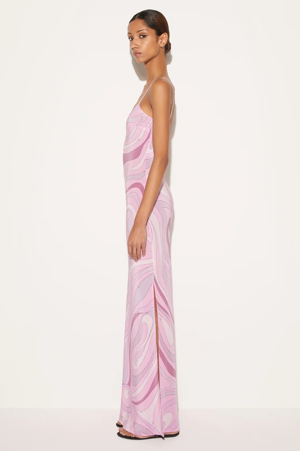Satin Abstract Print  Slip Maxi Dress