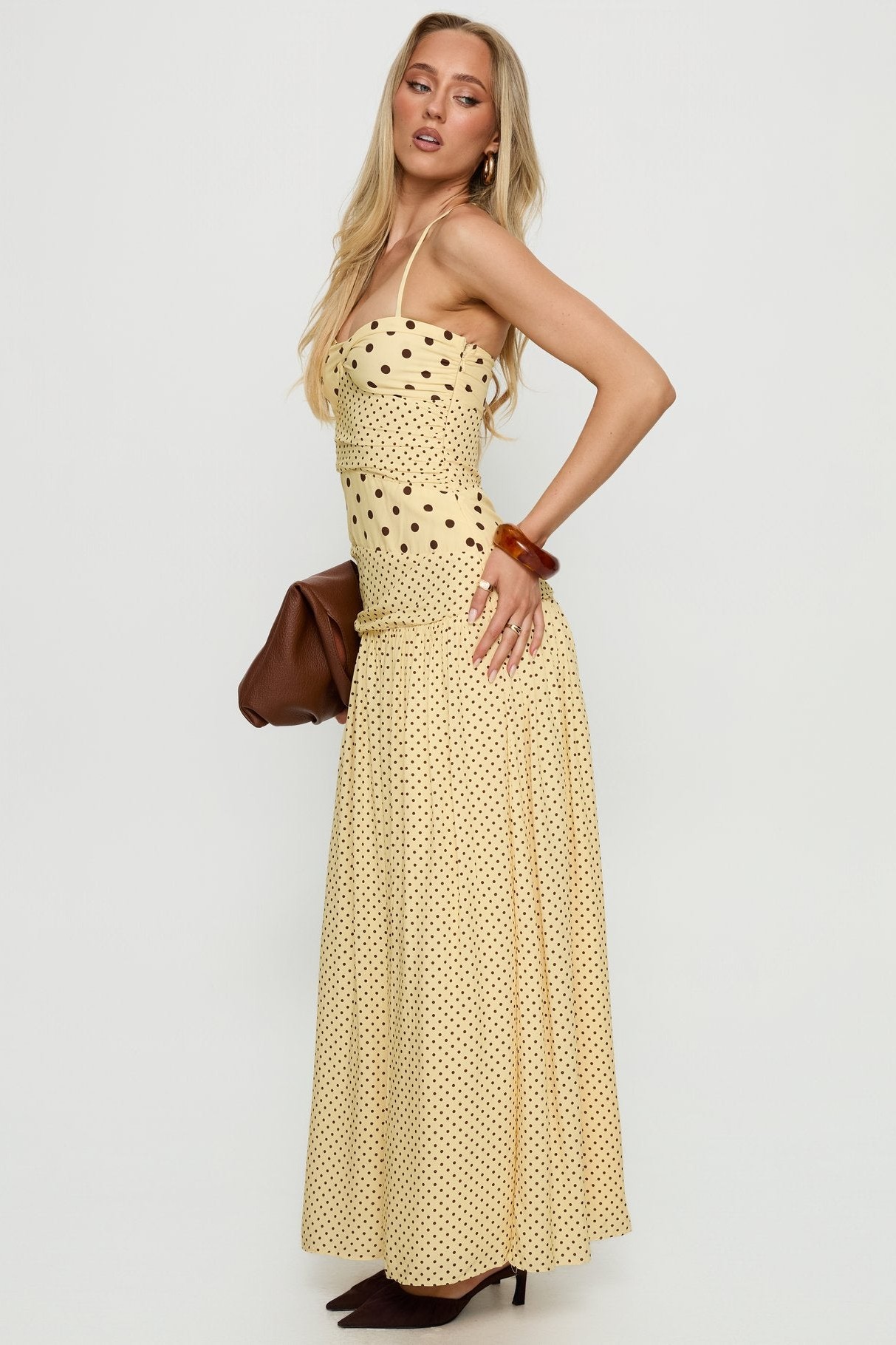 Polka Dot Knotted Slip Maxi Dress