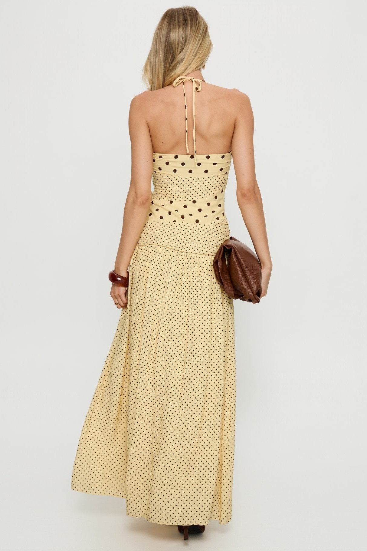 Polka Dot Knotted Slip Maxi Dress