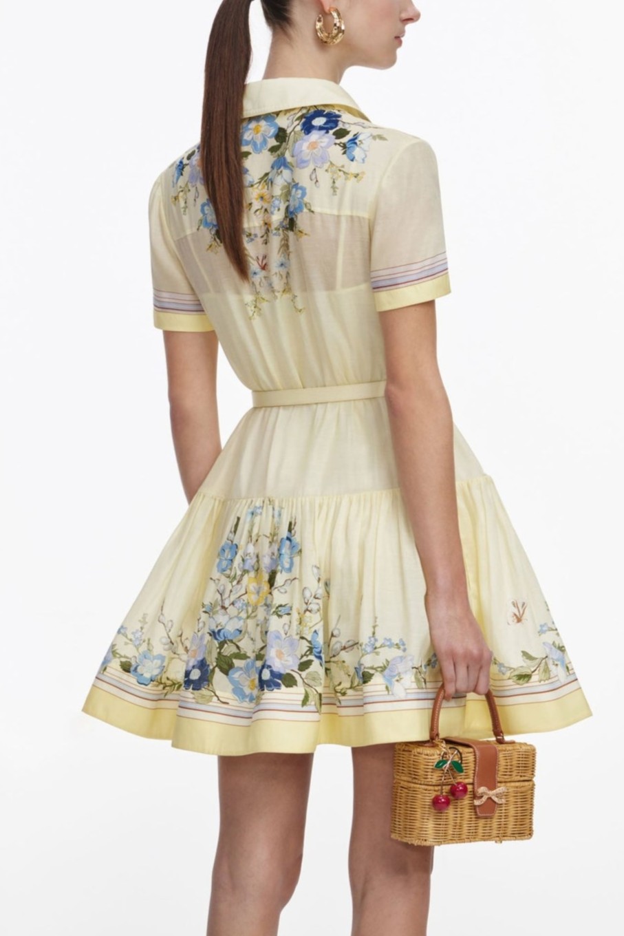 Floral Tie-Up Mini Dress With Belt