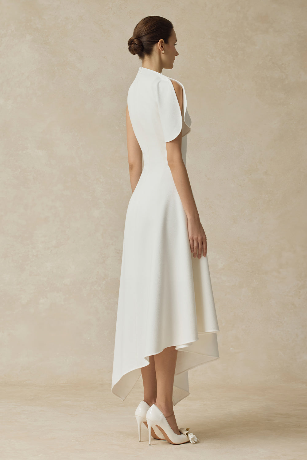 Metal Decorations  Asymmetrical Neck Midi Dress
