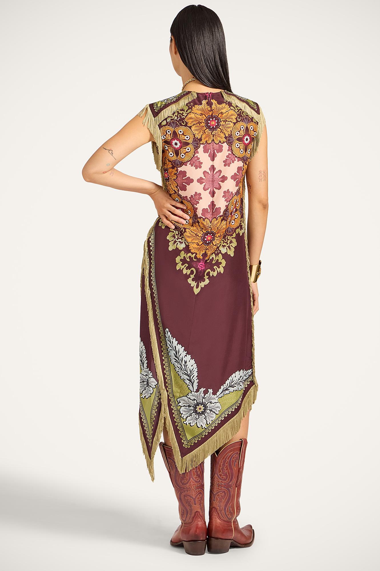Floral Tassel Sleeveless Midi Dress