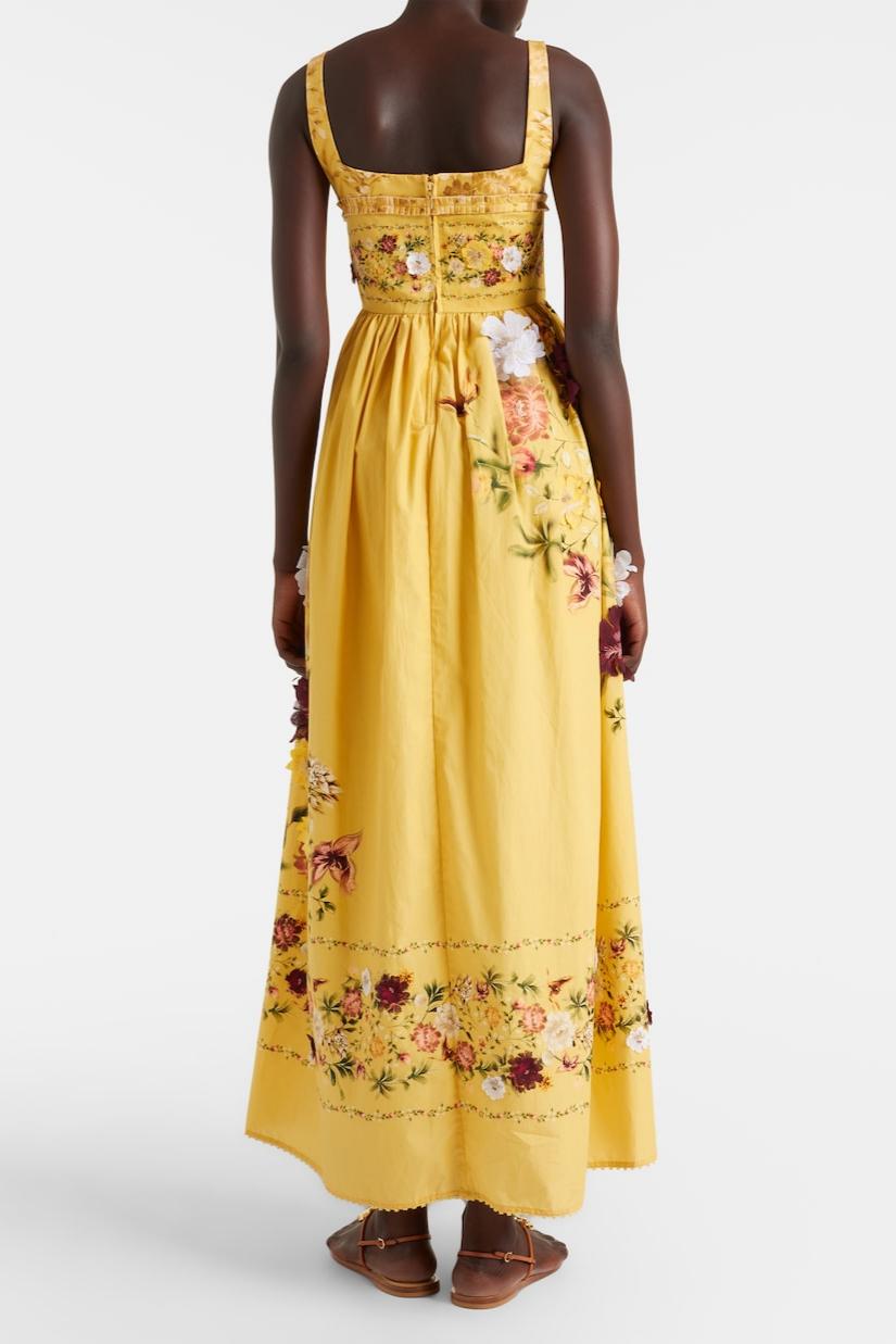 Floral Embroidered Frill Midi Dress