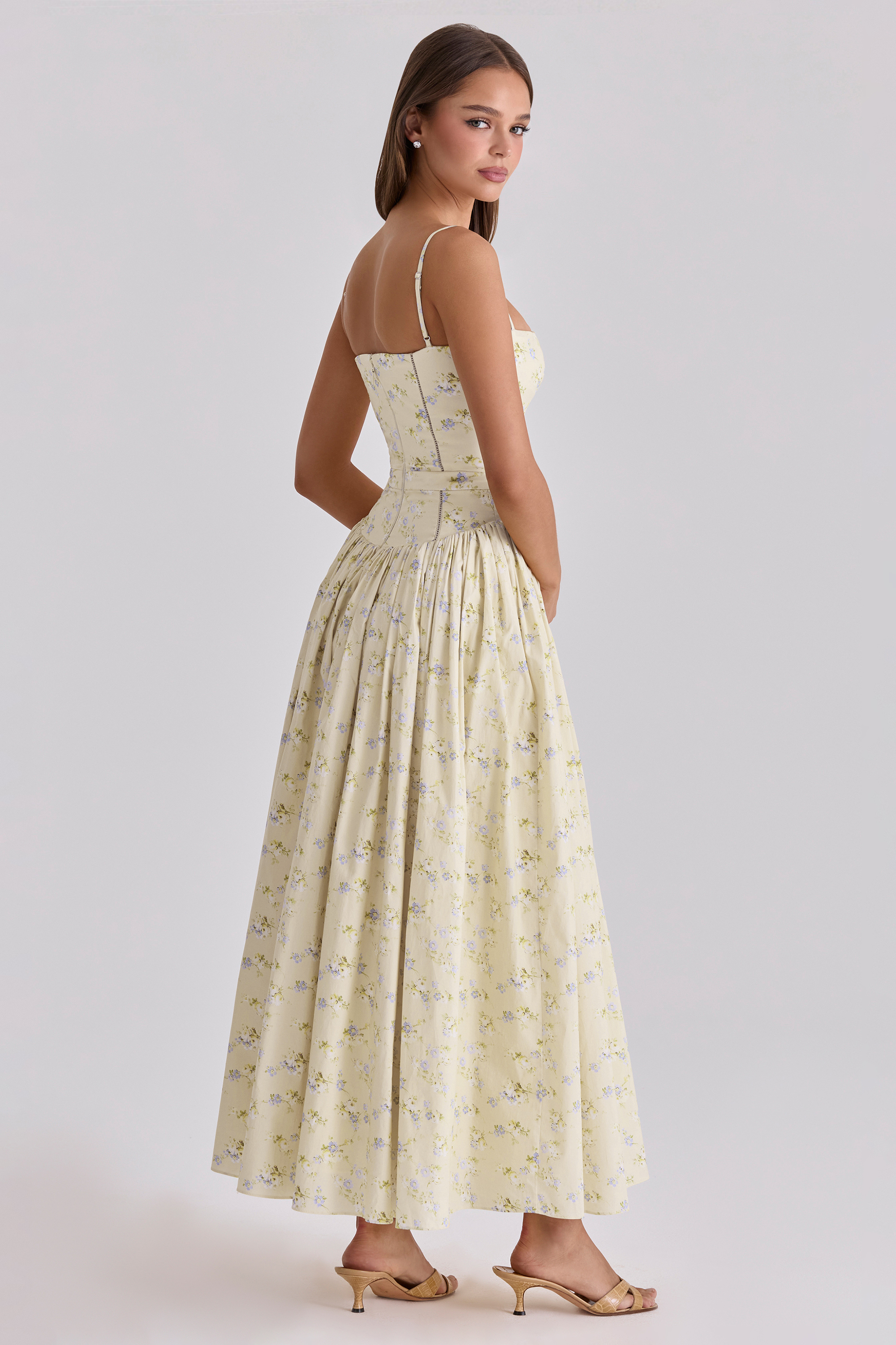 Floral Gathering Slip Midi Dress